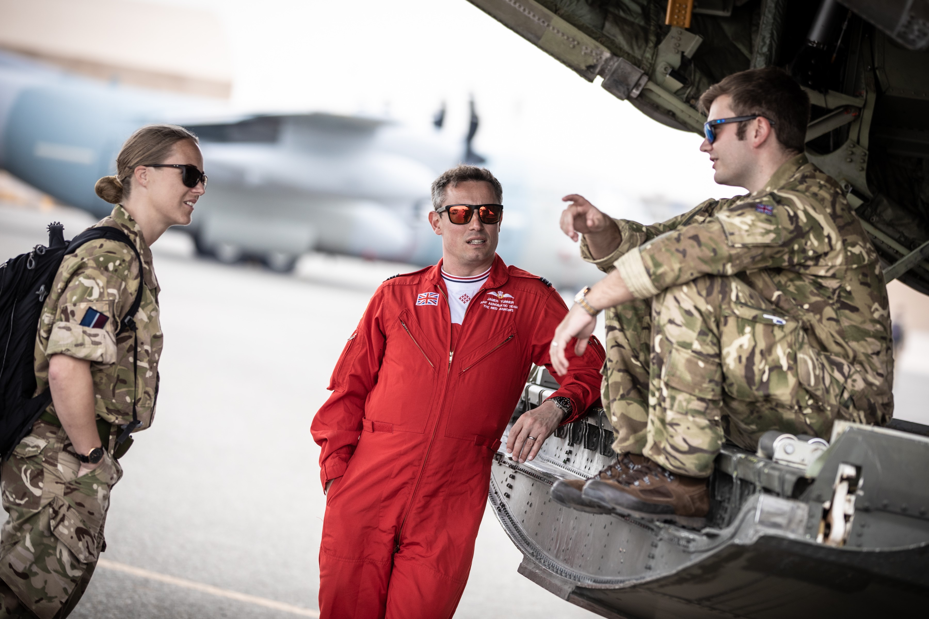 For 6 weeks, from 26 October to 5 December, a C-130J Hercules, crewed by Number 47 Squadron, provided support to the Red Arrows’ tour of the Middle East.
