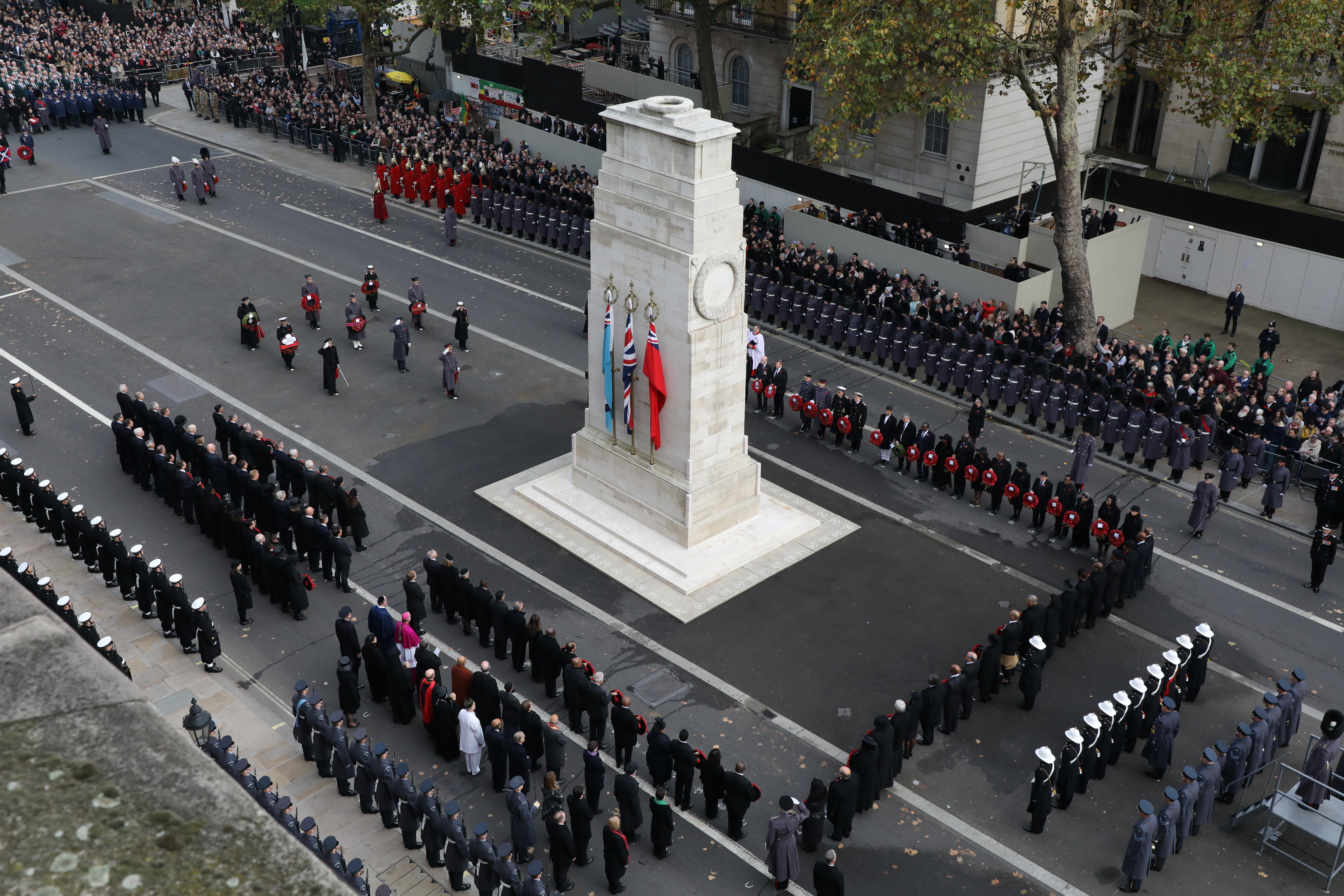 Image shows RAF band at the cenotaph.