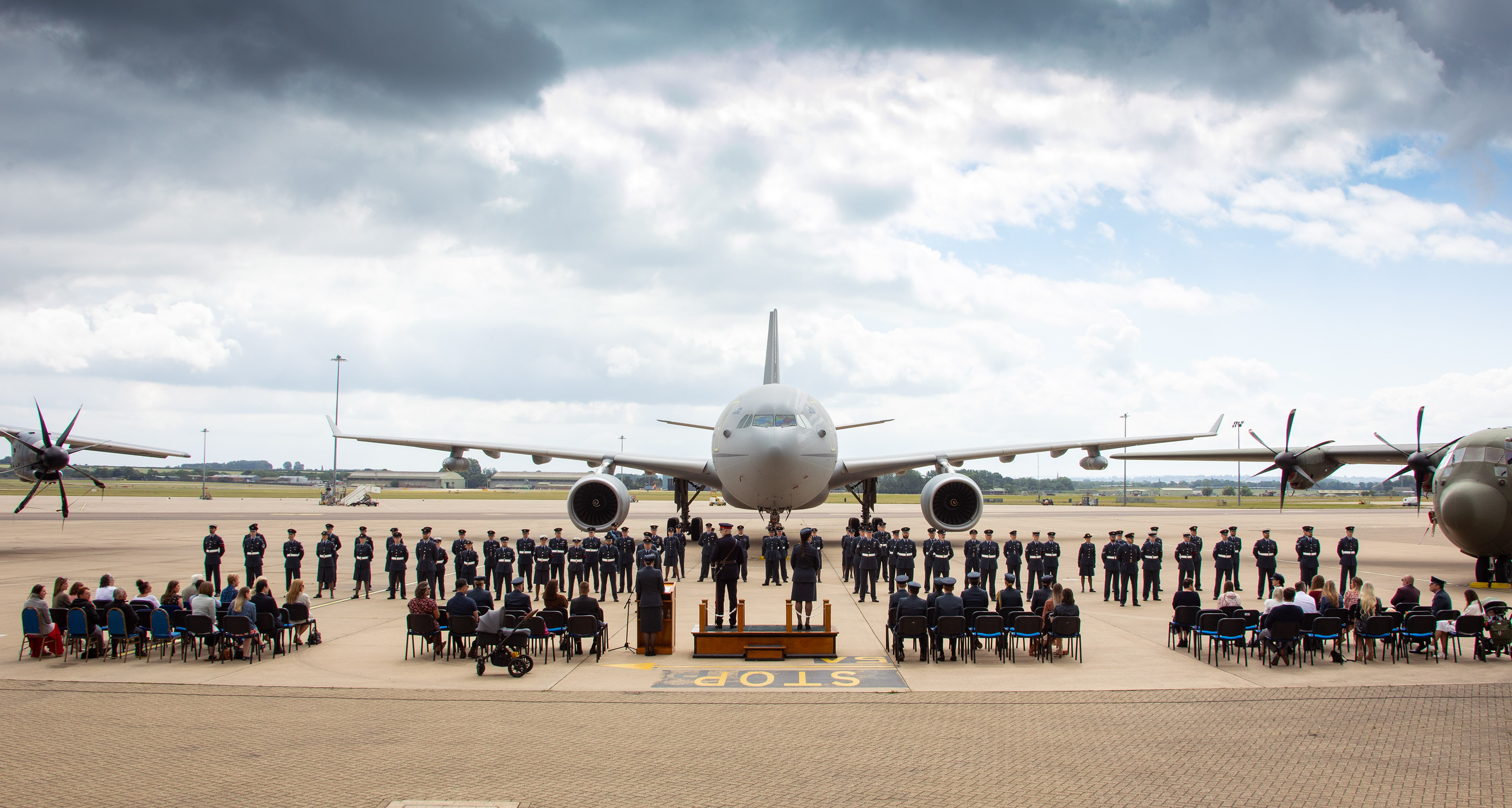 RAF Aviators stand by Globemaster aircraft.