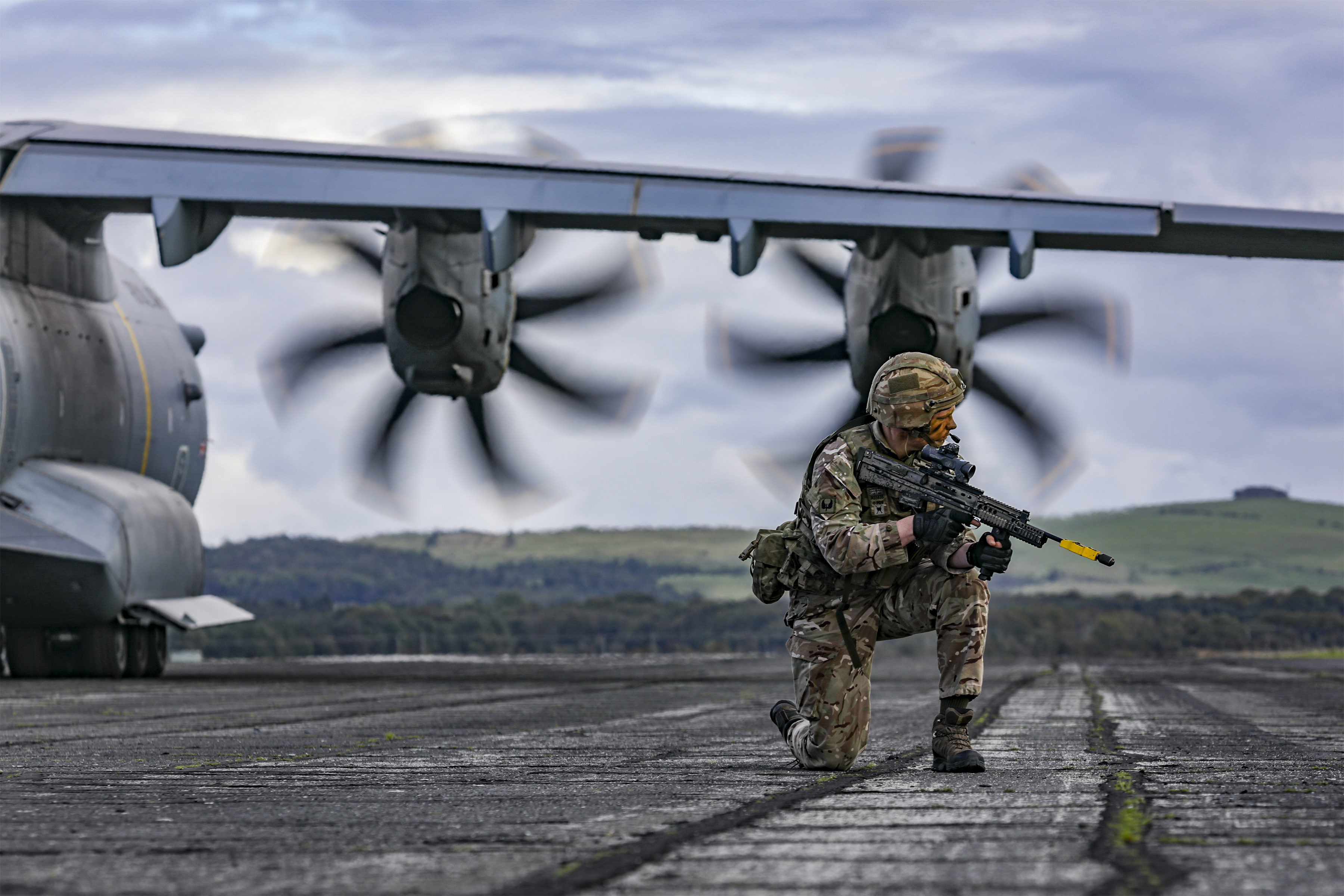 Pictured RAF A400M Atlas Aircraft - Royal Air Force aircraft and personnel will deploy to Stornoway in the Outer Hebrides this week in a major exercise to develop the future Agile Combat Employment (ACE) concept.