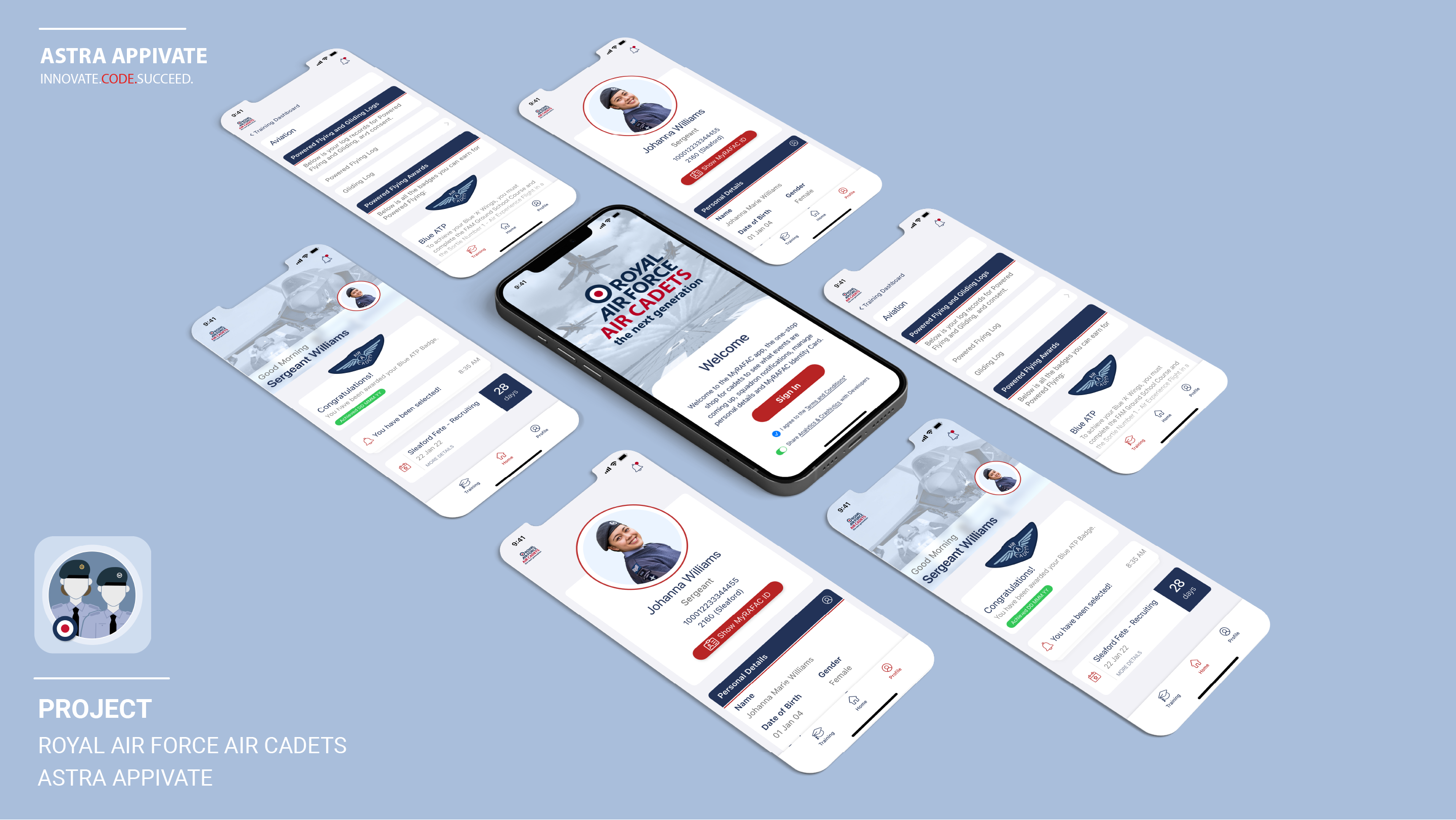 Graphic of phone screens using the app.