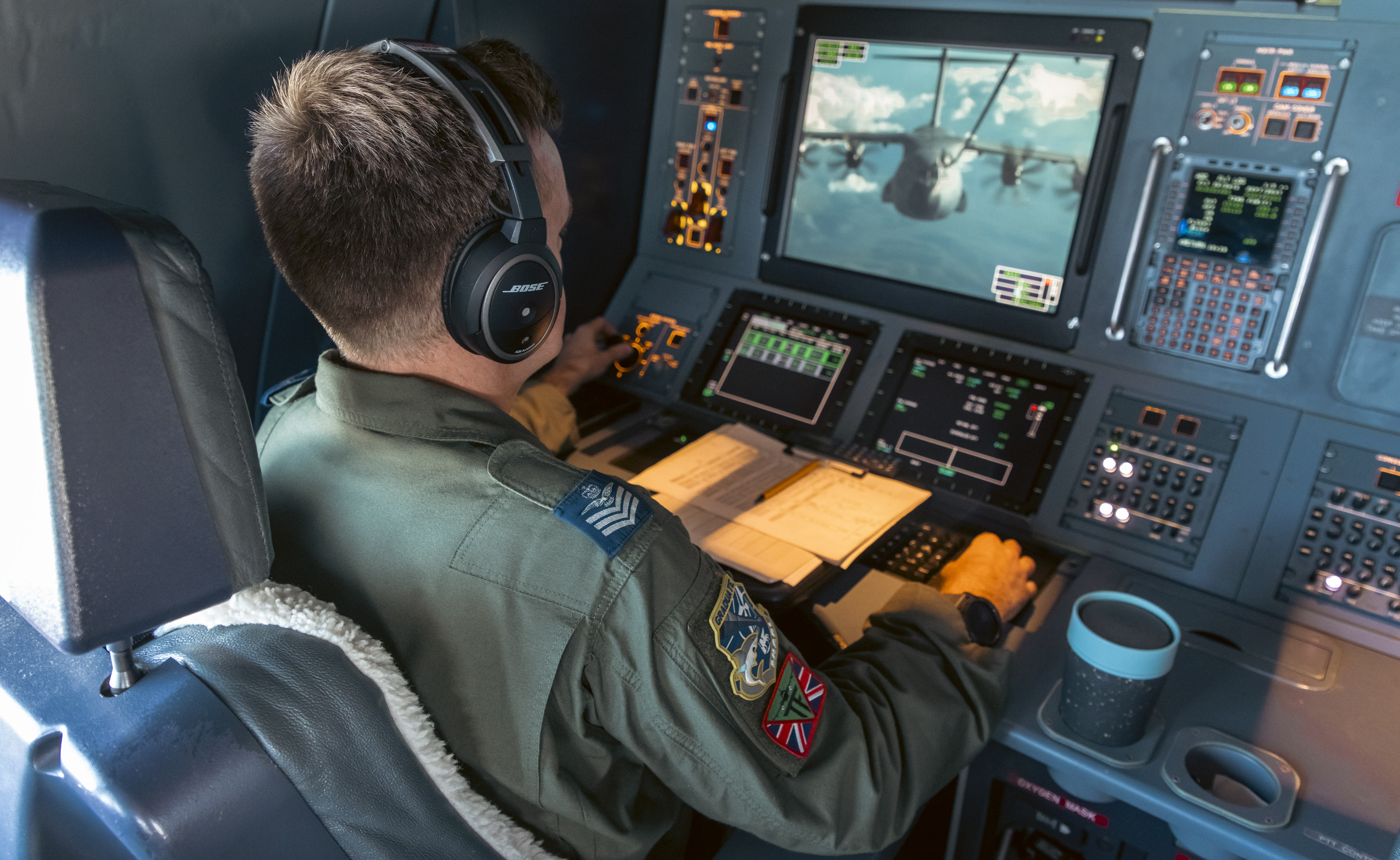 Inside the aircraft during a refuelling