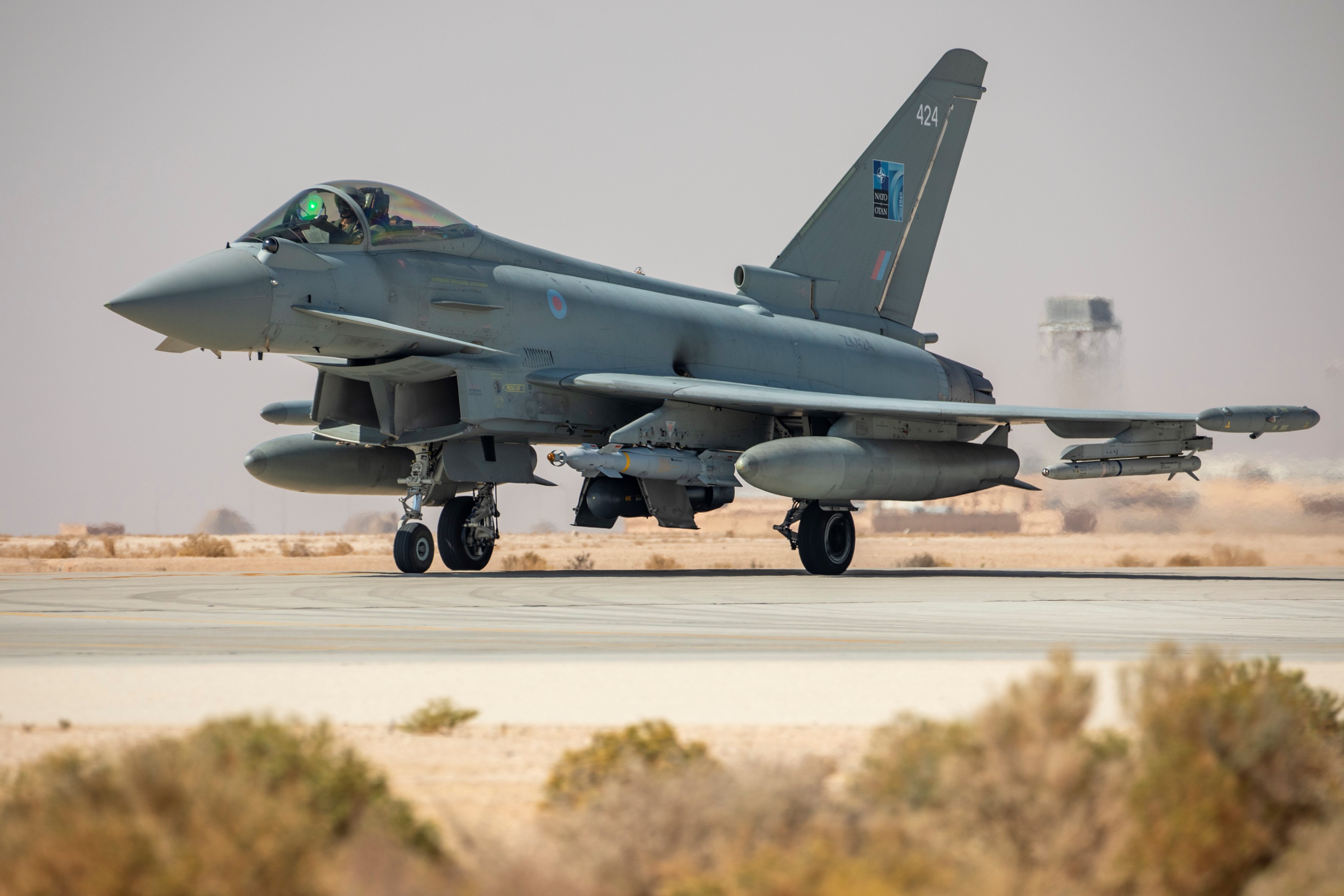 Typhoon on the runway in Oman.