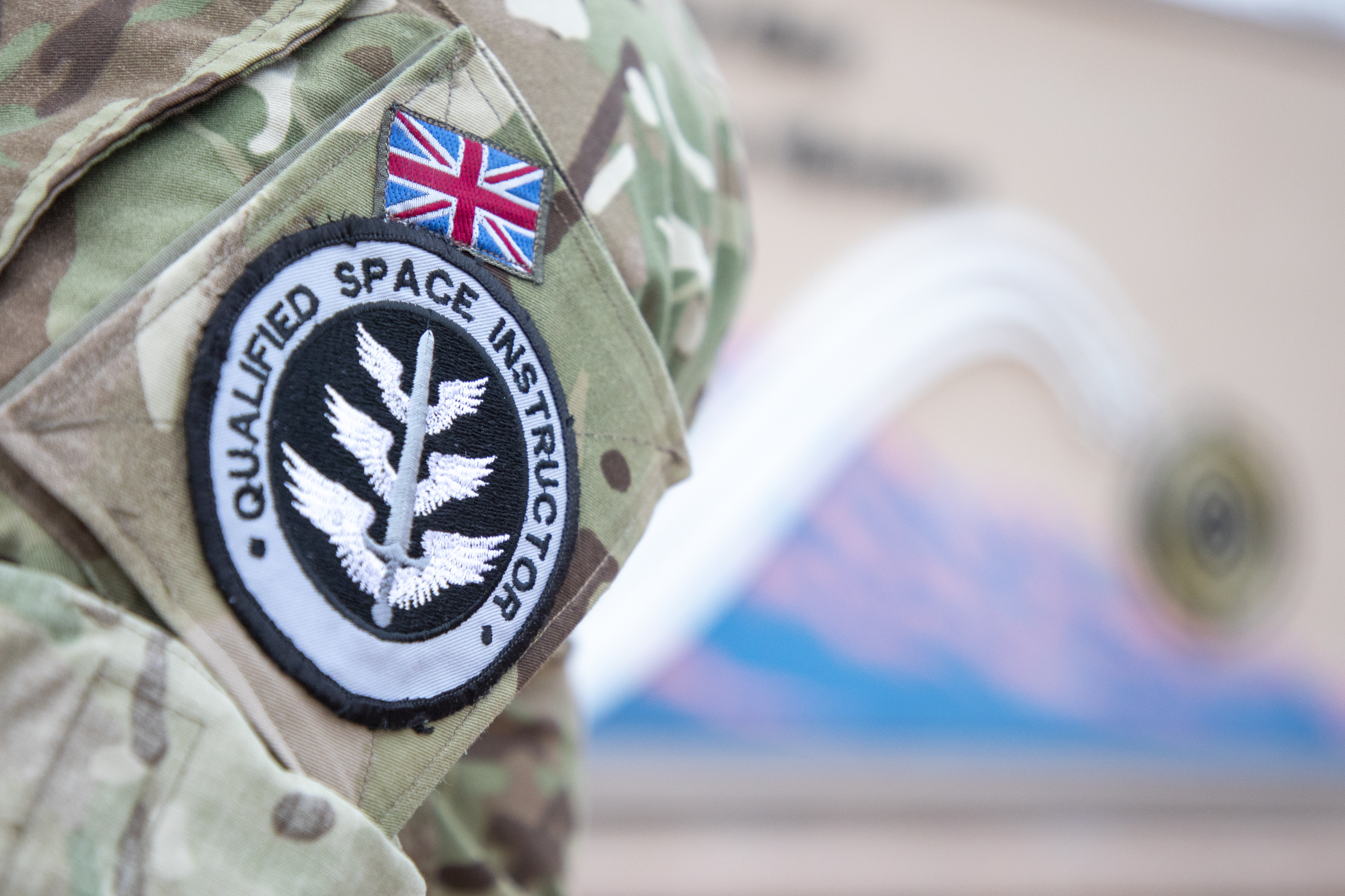 UK Space Command badge on uniform.