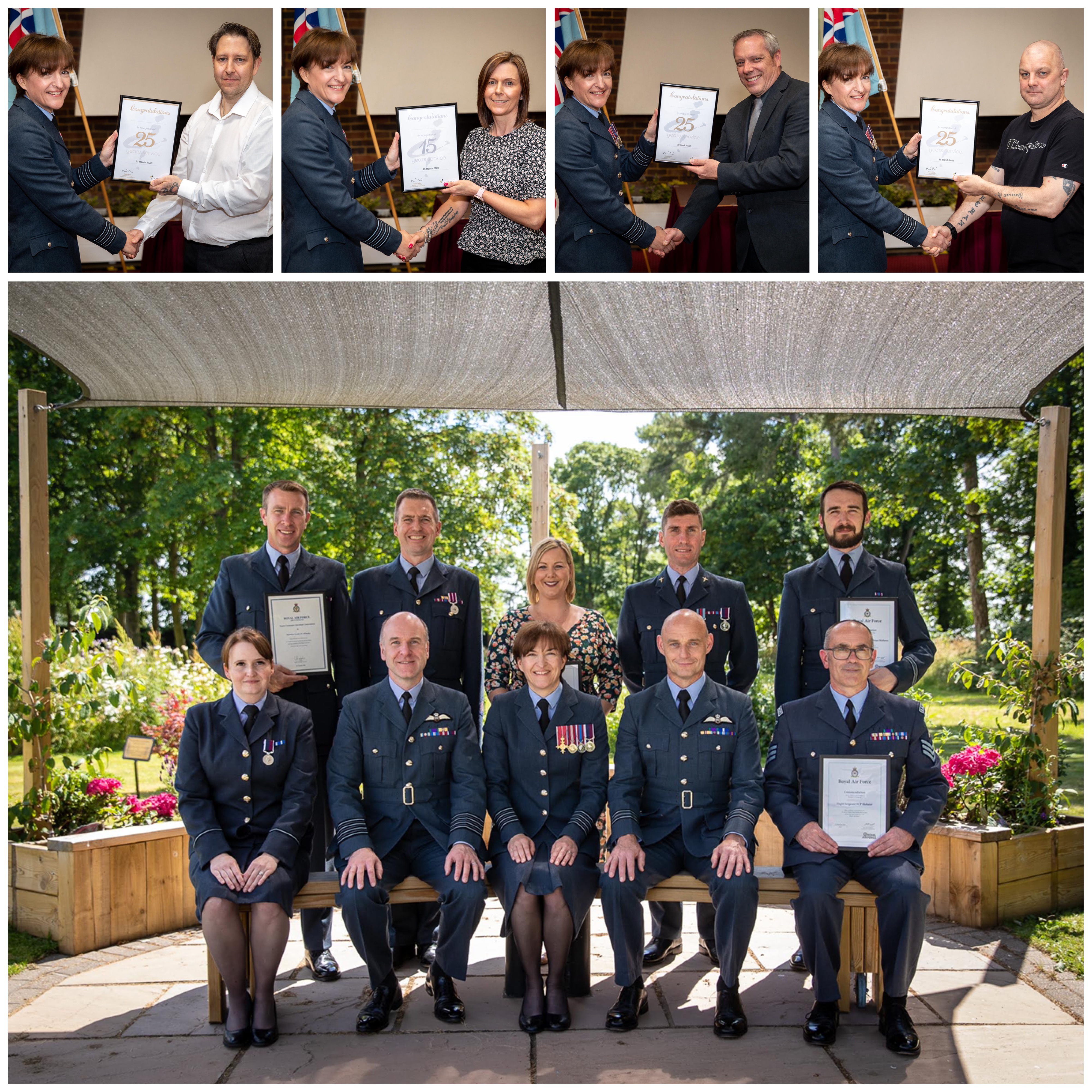 Group Captain 9Dr) Joanne Campbell presenting Honours and Awards to RAF Cranwell personnel.