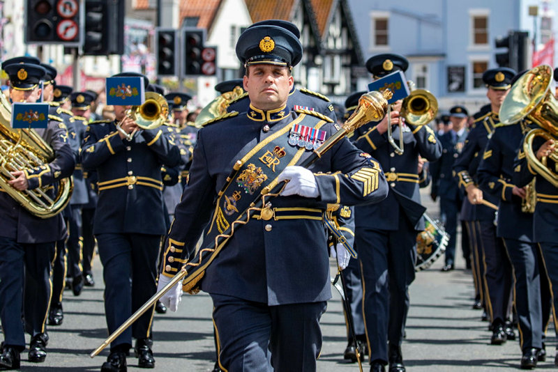Image shows RAF Music band on parade.