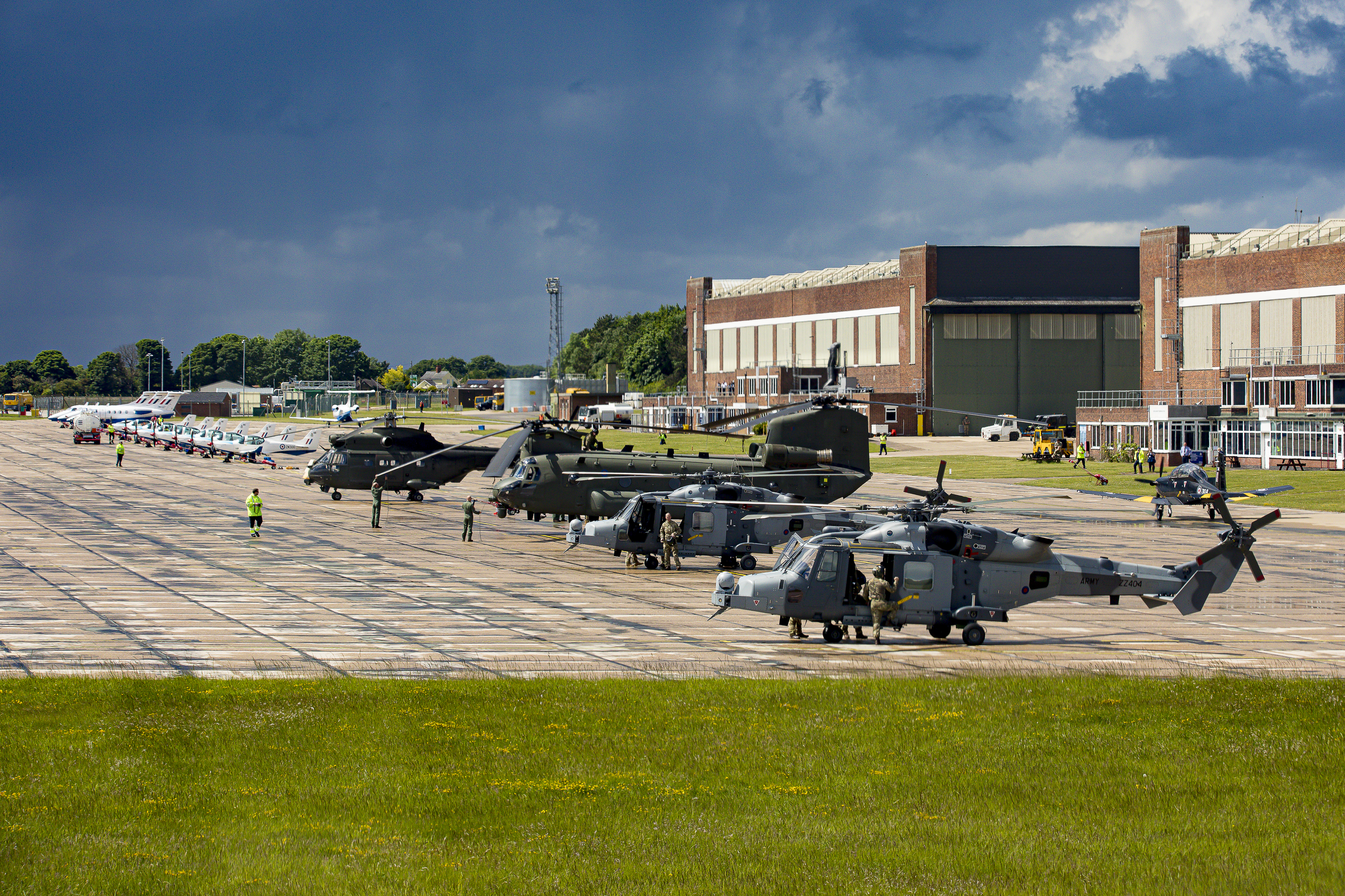 Helicopters on the airfield.