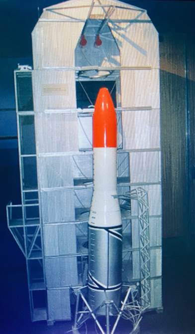 Model of Black Arrow Rocket at the launch pad in South Australia (Woomera Museum)