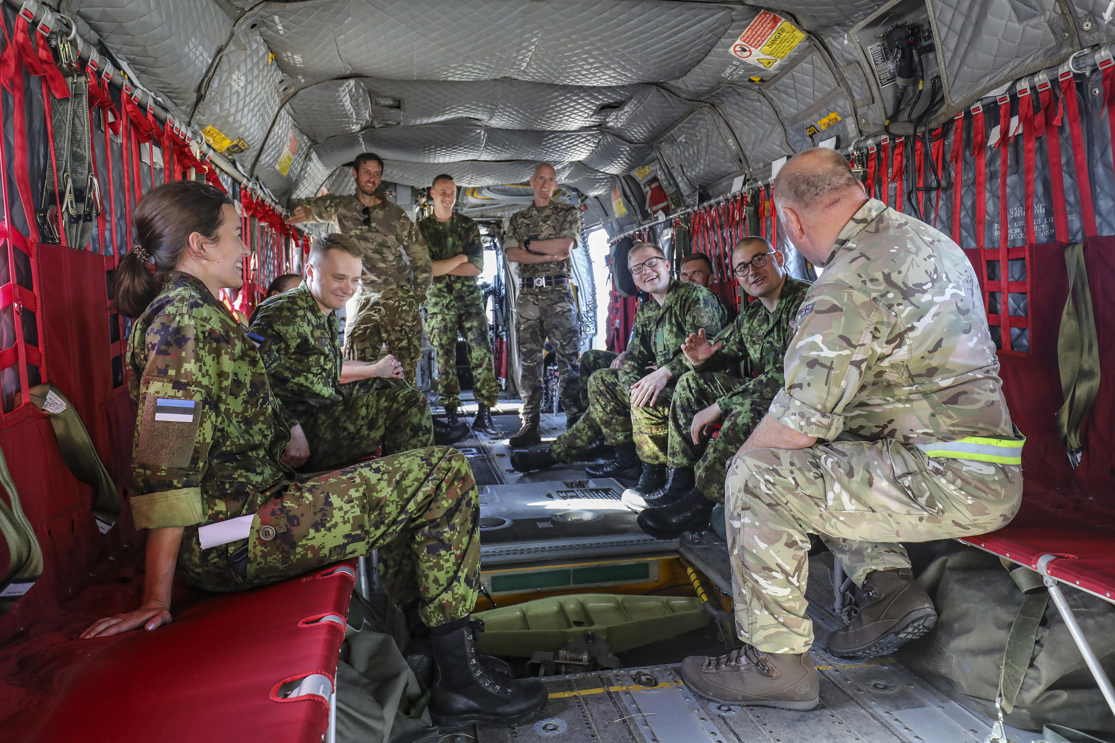 Image shows RAF Regiment inside Chinook.