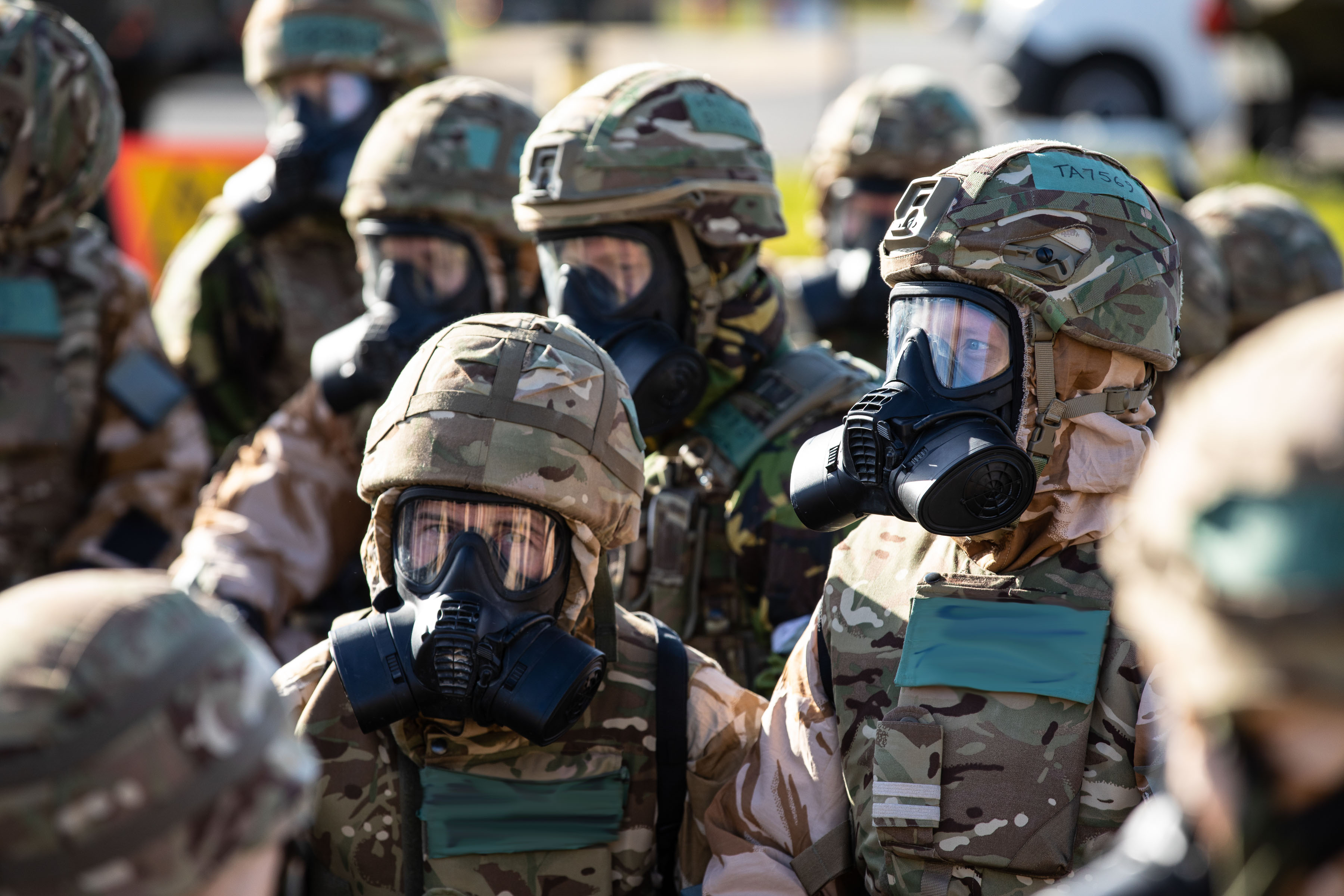 RAF personnel in respirators during CAPEVAL