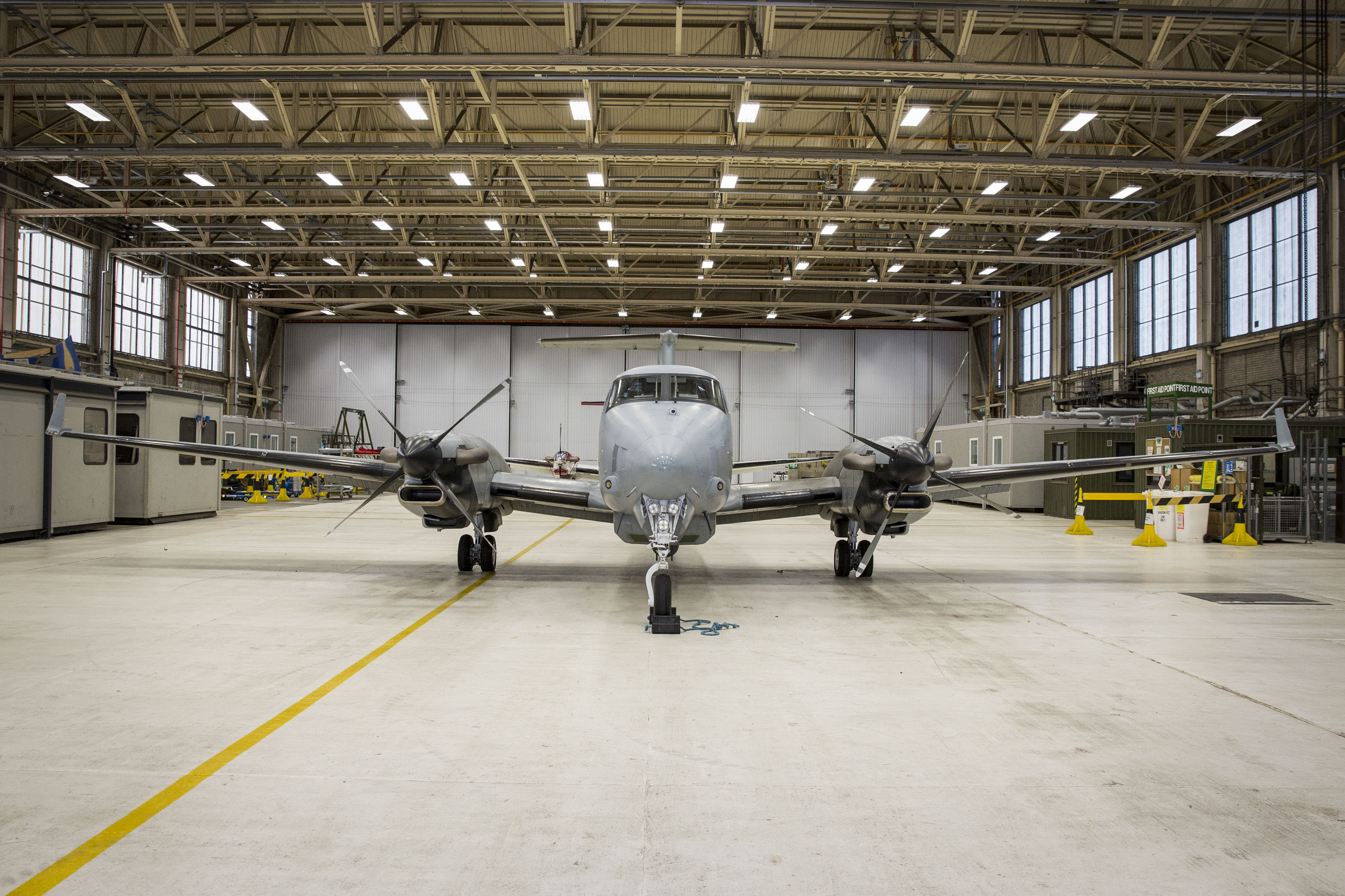 Image shows RAF Shadow aircraft in the hangar.