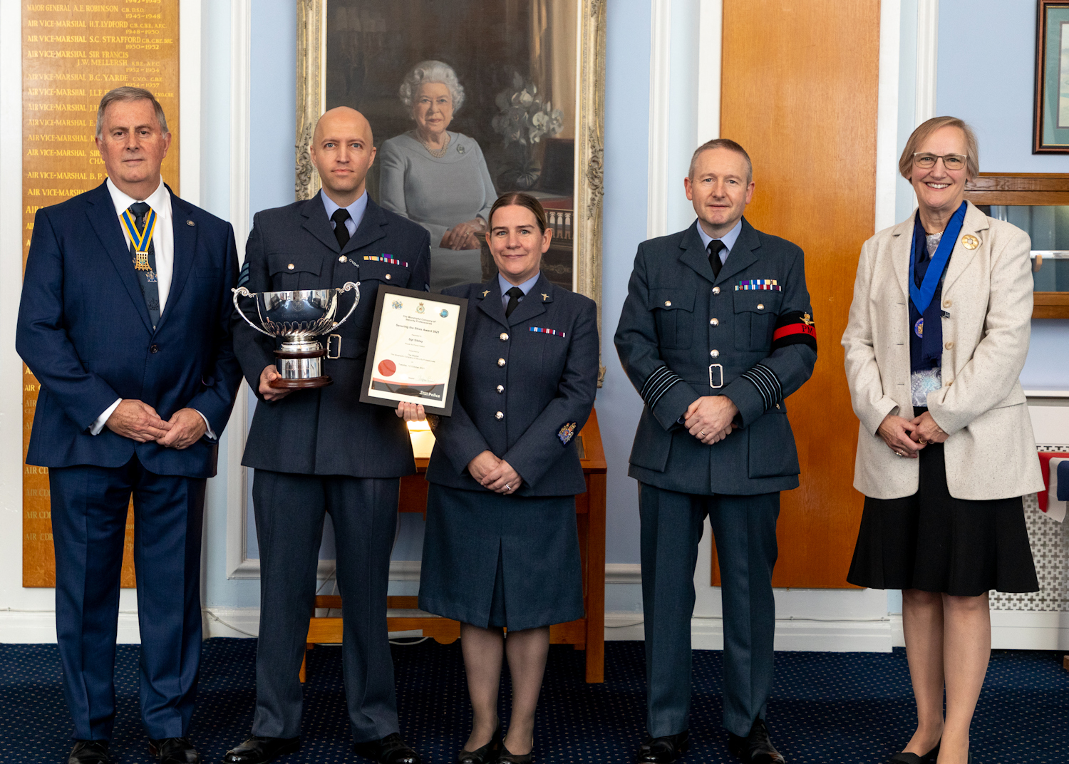 The award was presented to Sergeant Sibley by Acting Force Commander and Provost Marshal Group Captain Wilkinson, and members of WCoSP for his outstanding professionalism, dedication, and high-quality output in support of protective security effects across six UK Defence establishments