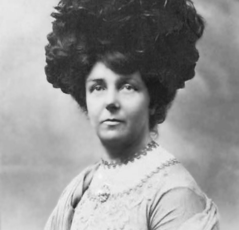 Black and white image shows a portrait of Hilda Hewlett.