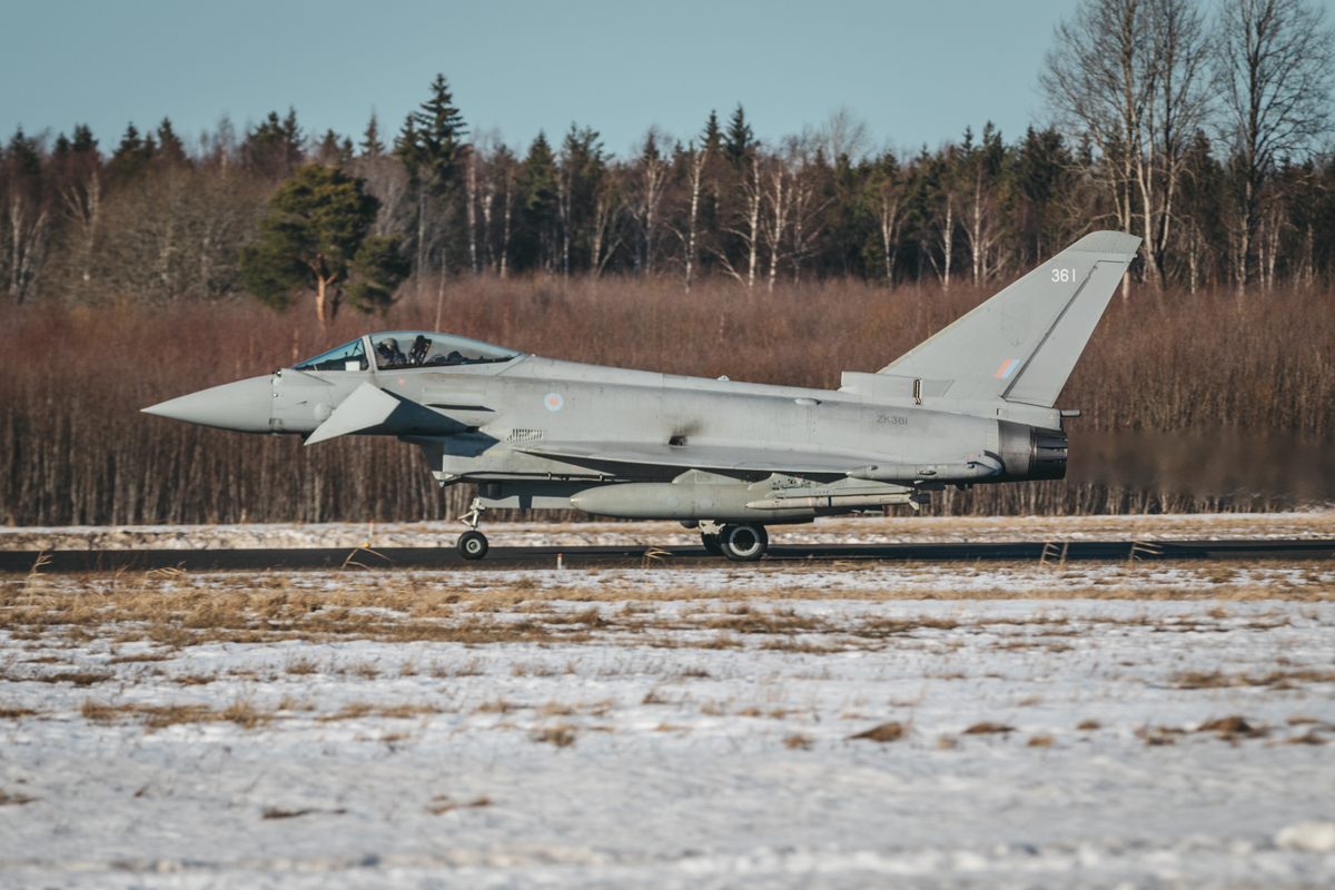 Image shows RAF Typhoon on the airfield.