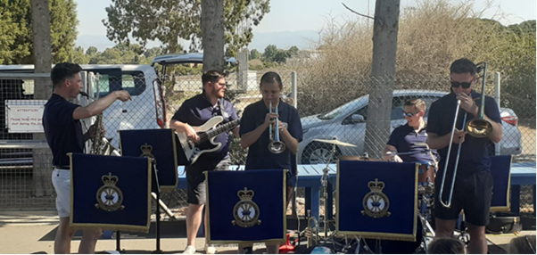 Image shows RAF Music Band performing outside.