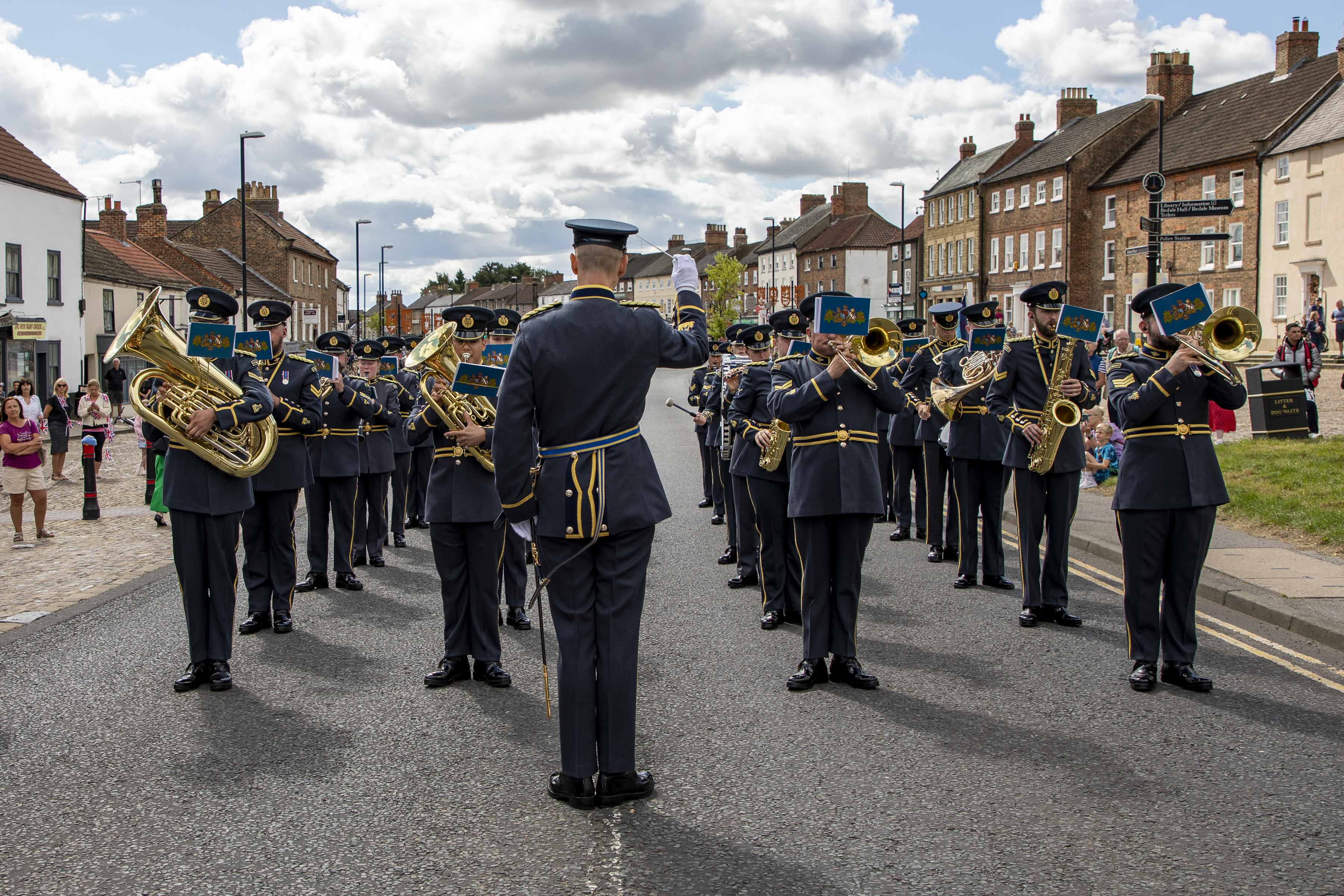 Image shows RAF Band in parade.