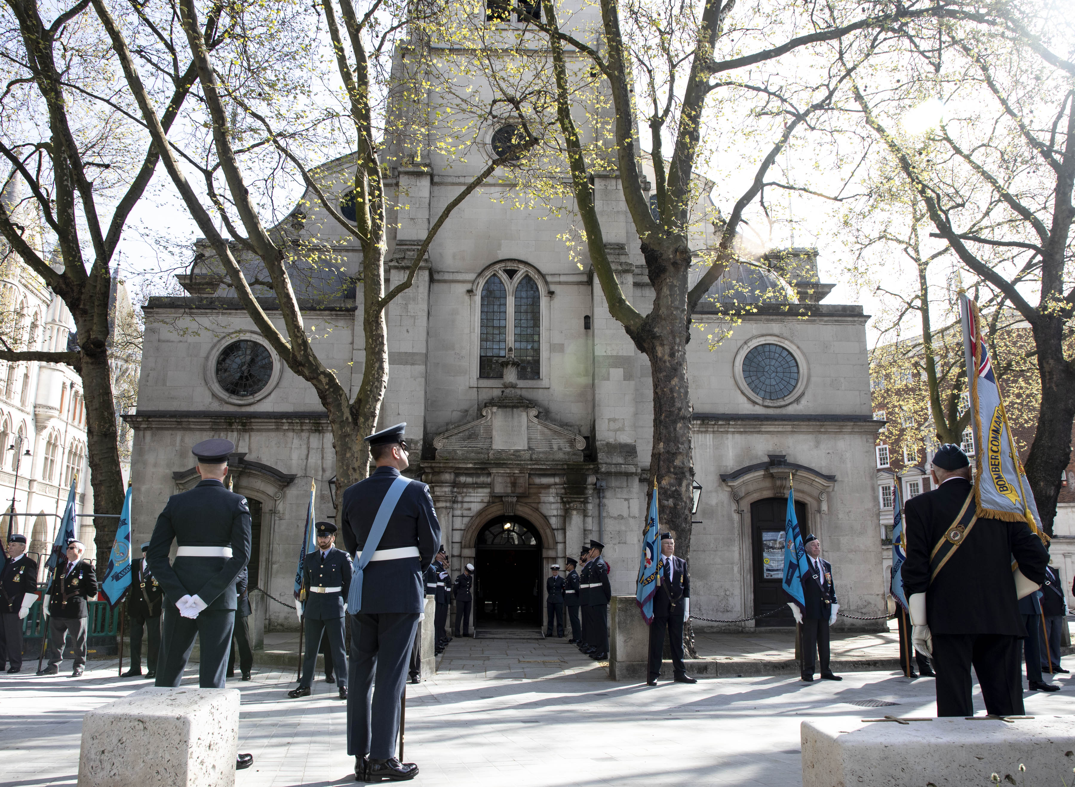 Personnel in parade outside the church.