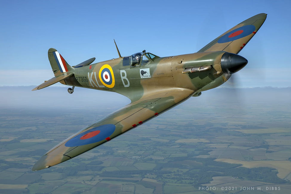 Image shows Spitfire in flight.