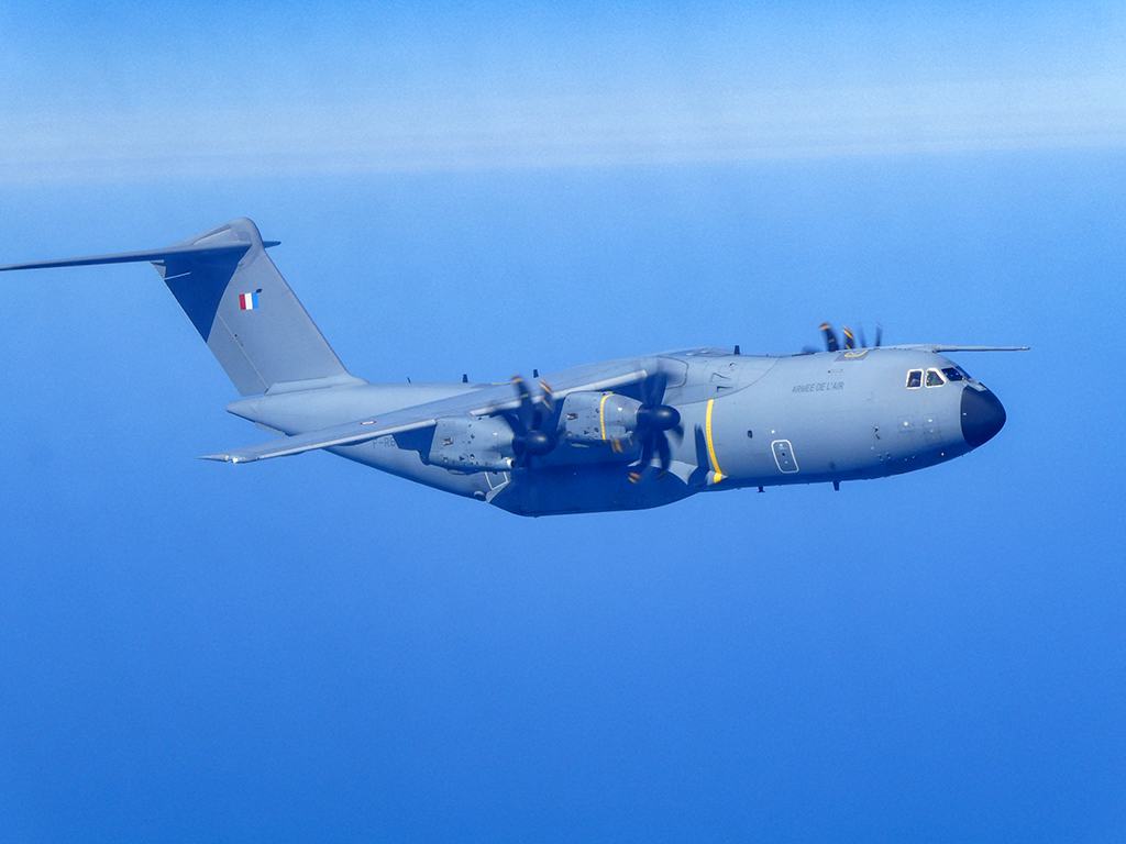A French Air Force A400M has been engaged in air-to-air refuelling training with RAF Voyager aircraft.