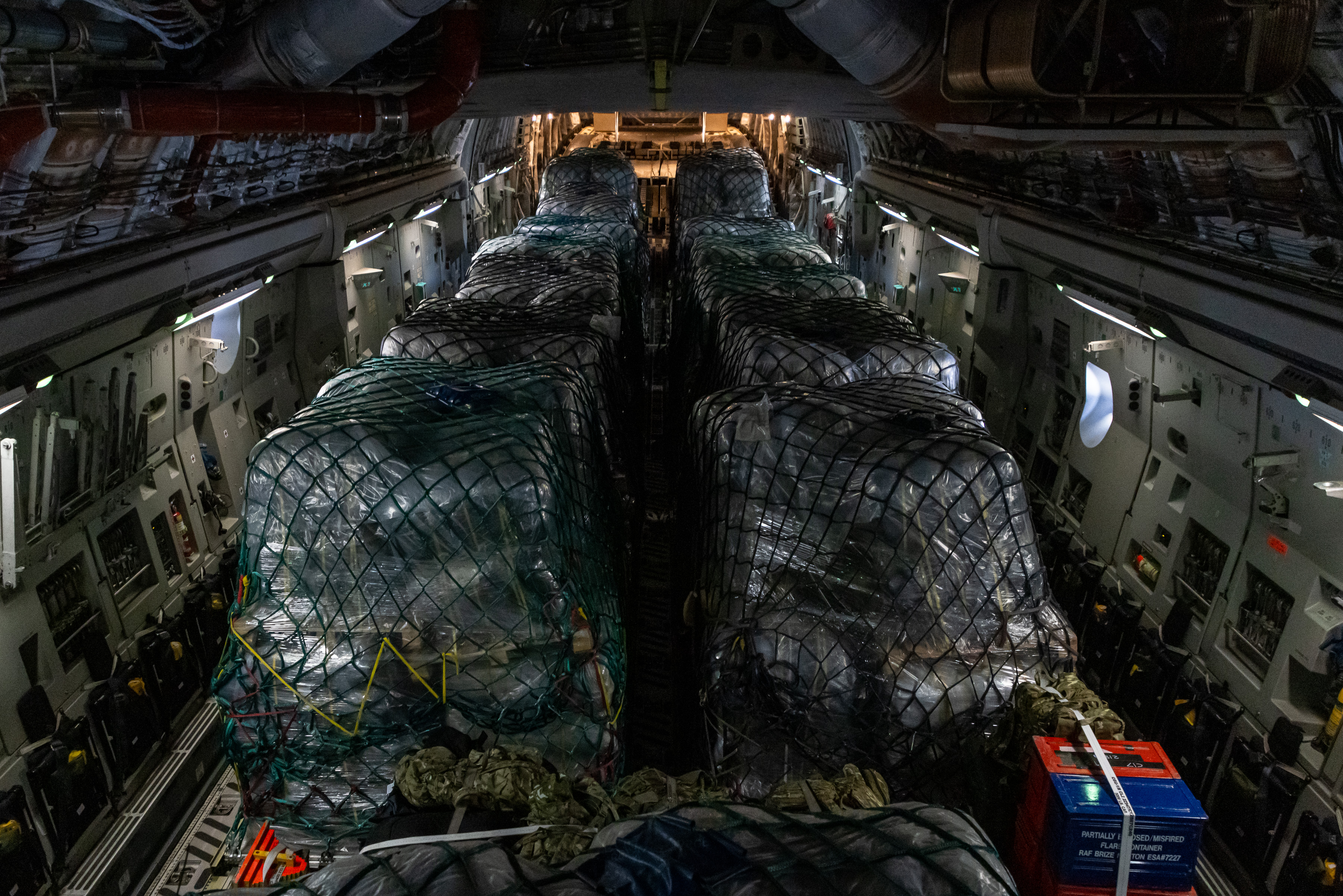 View of the C-17 full of supplies