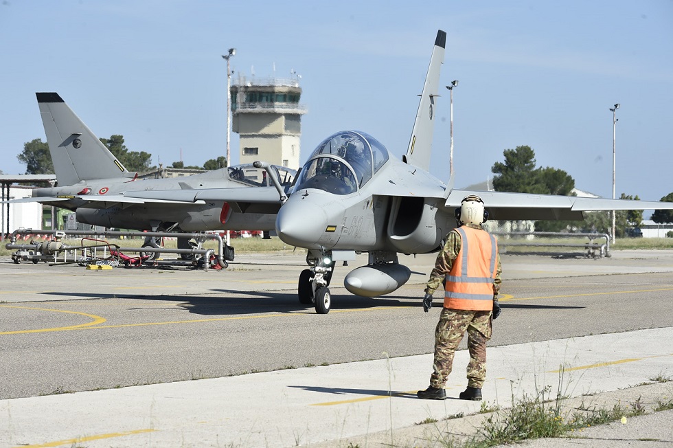 T-346 aircraft taxiing in Italy