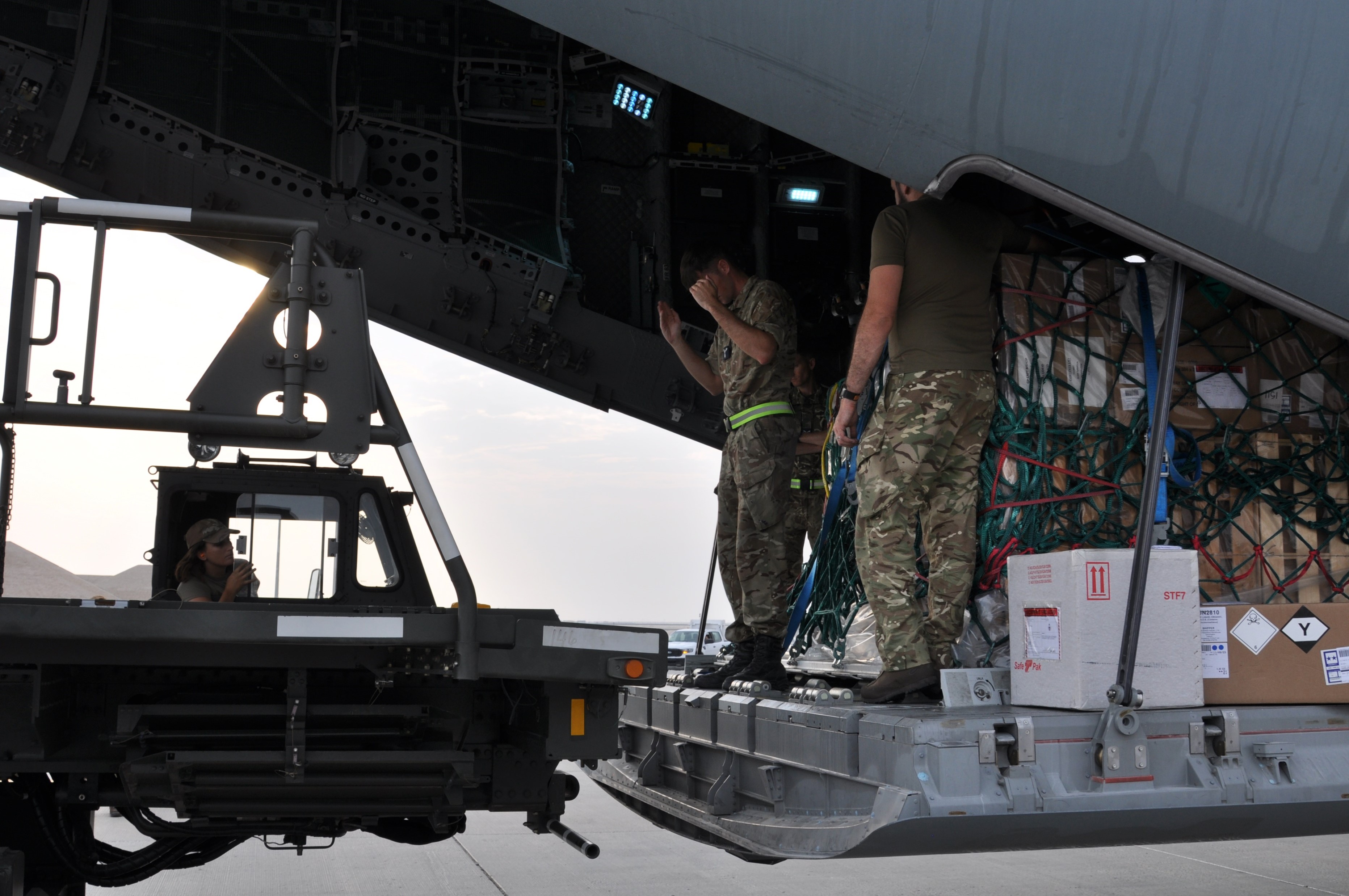 RAF movers loading the Atlas aircraft
