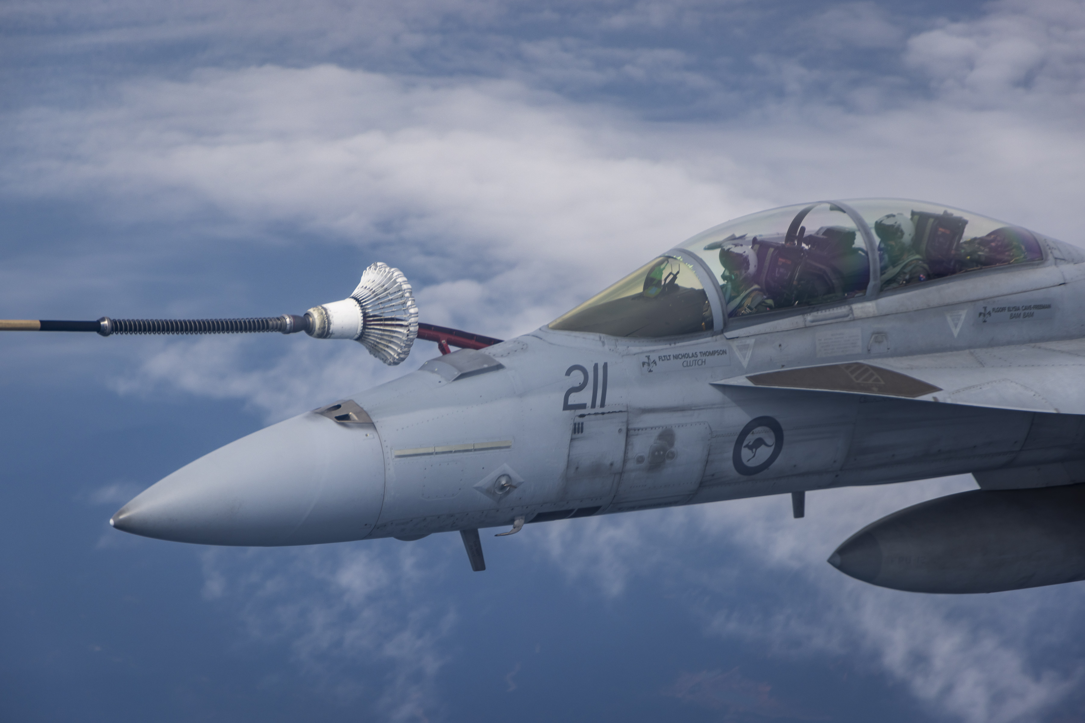 Australian aircraft receiving fuel midair