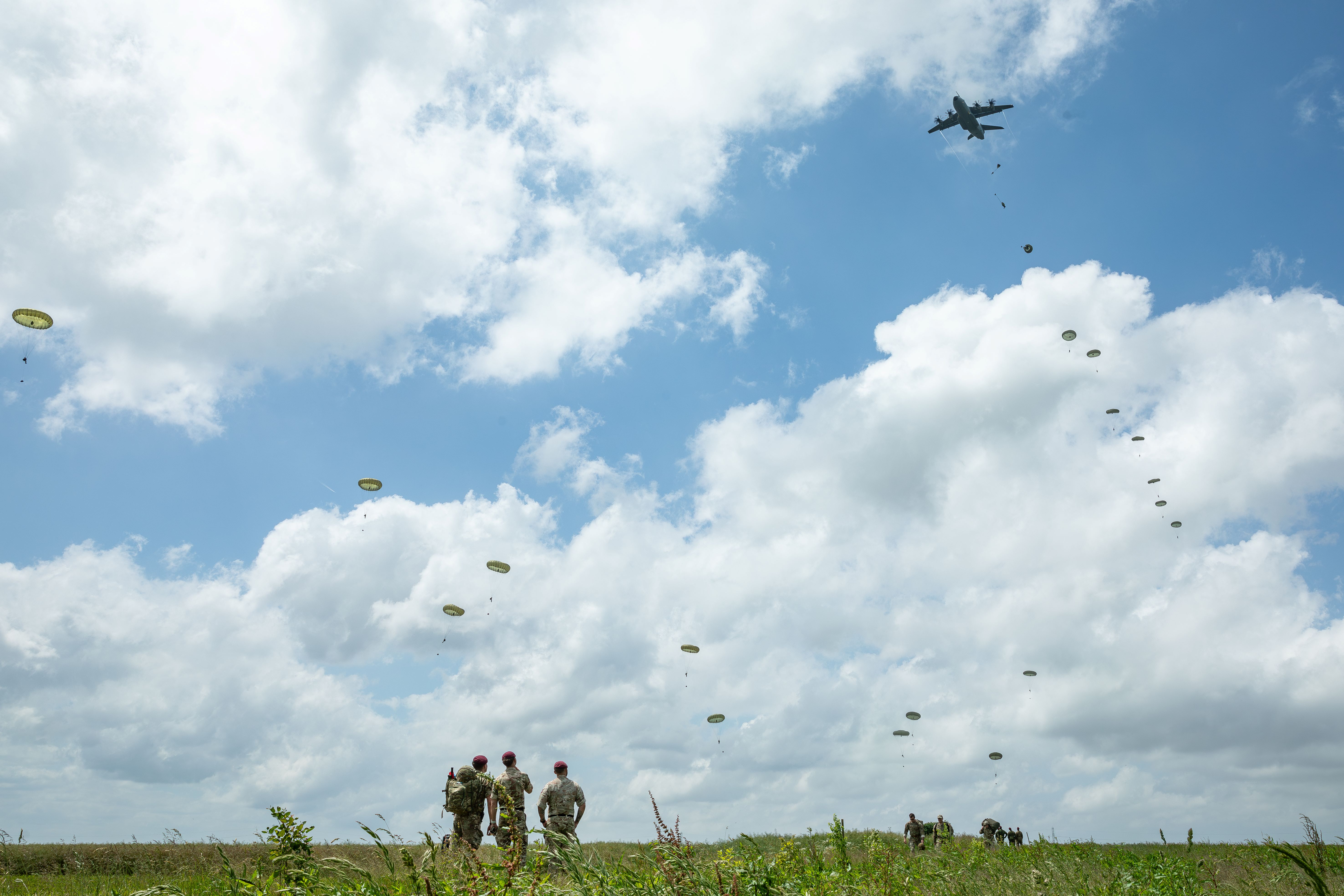 Paratroopers landing in France