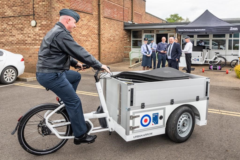 The Air and Space Commander tests the bike during a visit