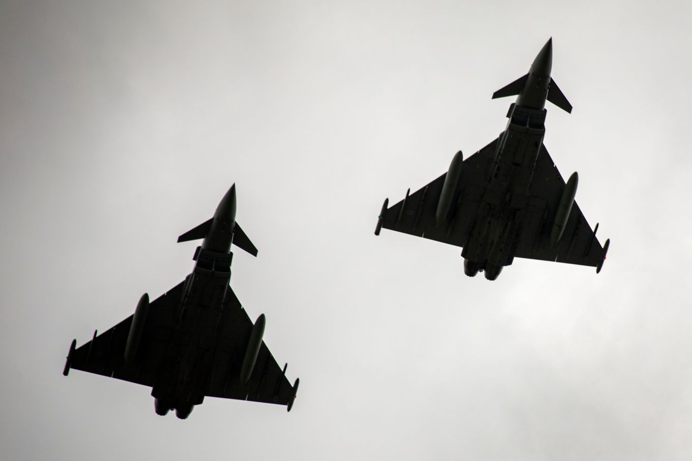 Two Typhoons on a sortie during the NATO Enhanced Air Policing Mission
