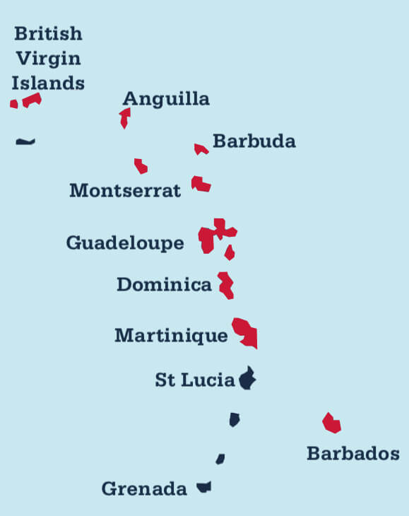 Map of Caribbean islands