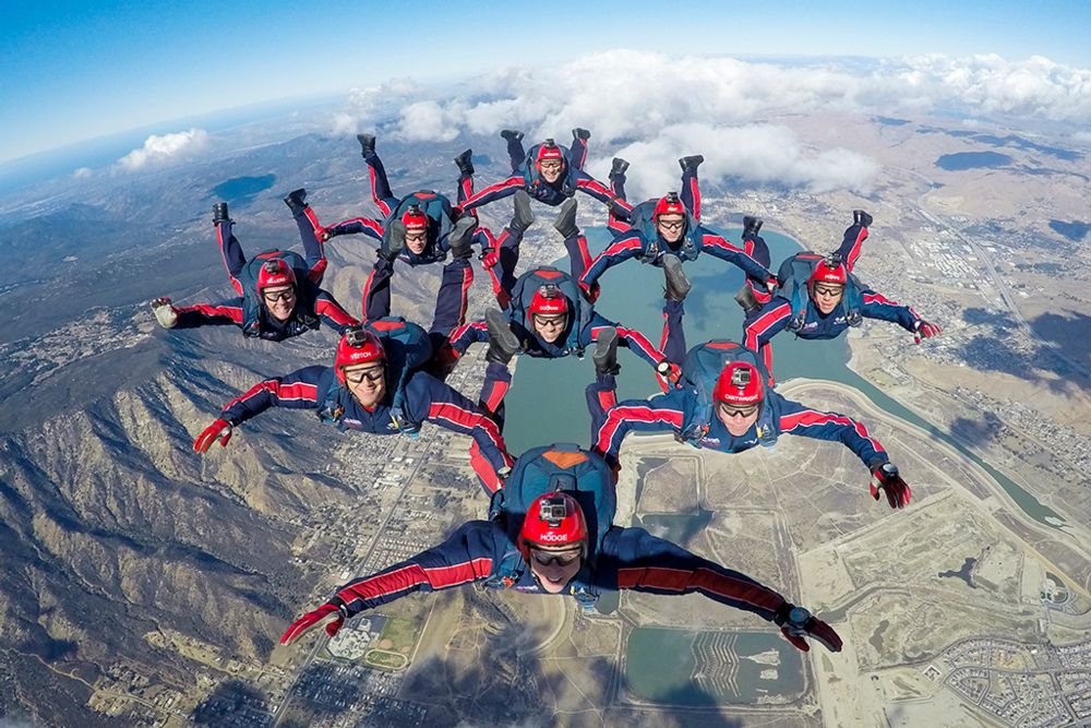 The RAF Falcons Parachute Display Team training in the USA