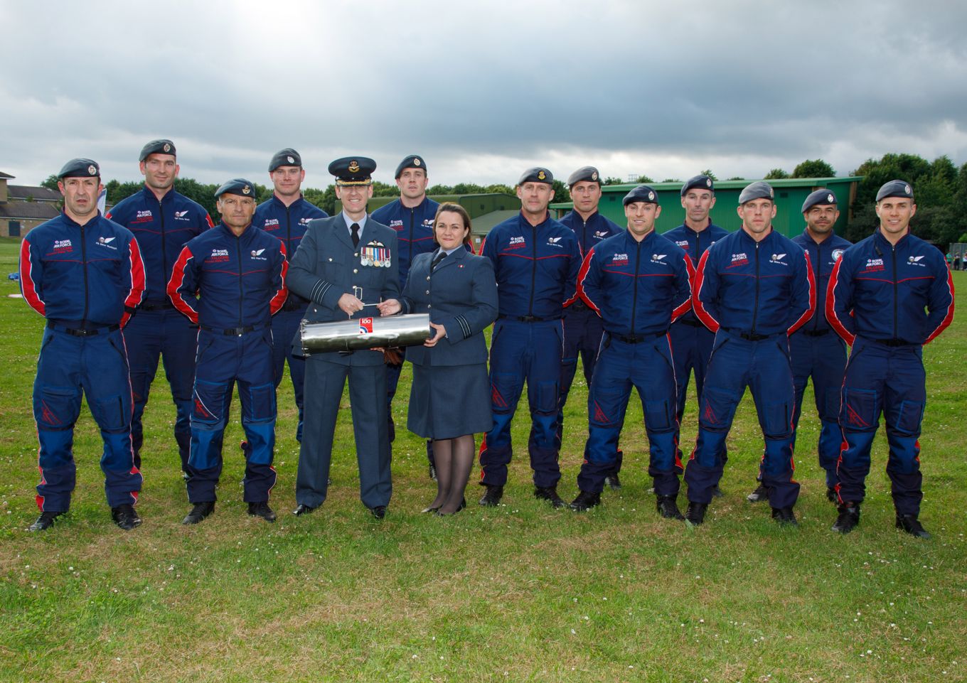 The RAF Falcons celebrate RAF100 at RAF Brize Norton’s Annual Formal Reception where a time capsule was buried to mark 100 years of the Royal Air Force
