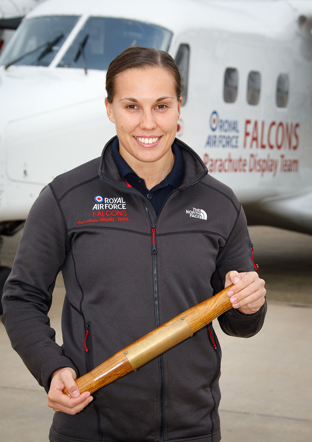 Pictured is the new Officer Commanding the RAF Falcons Parachute Display Team, Flight Lieutenant Mikaela Harrison