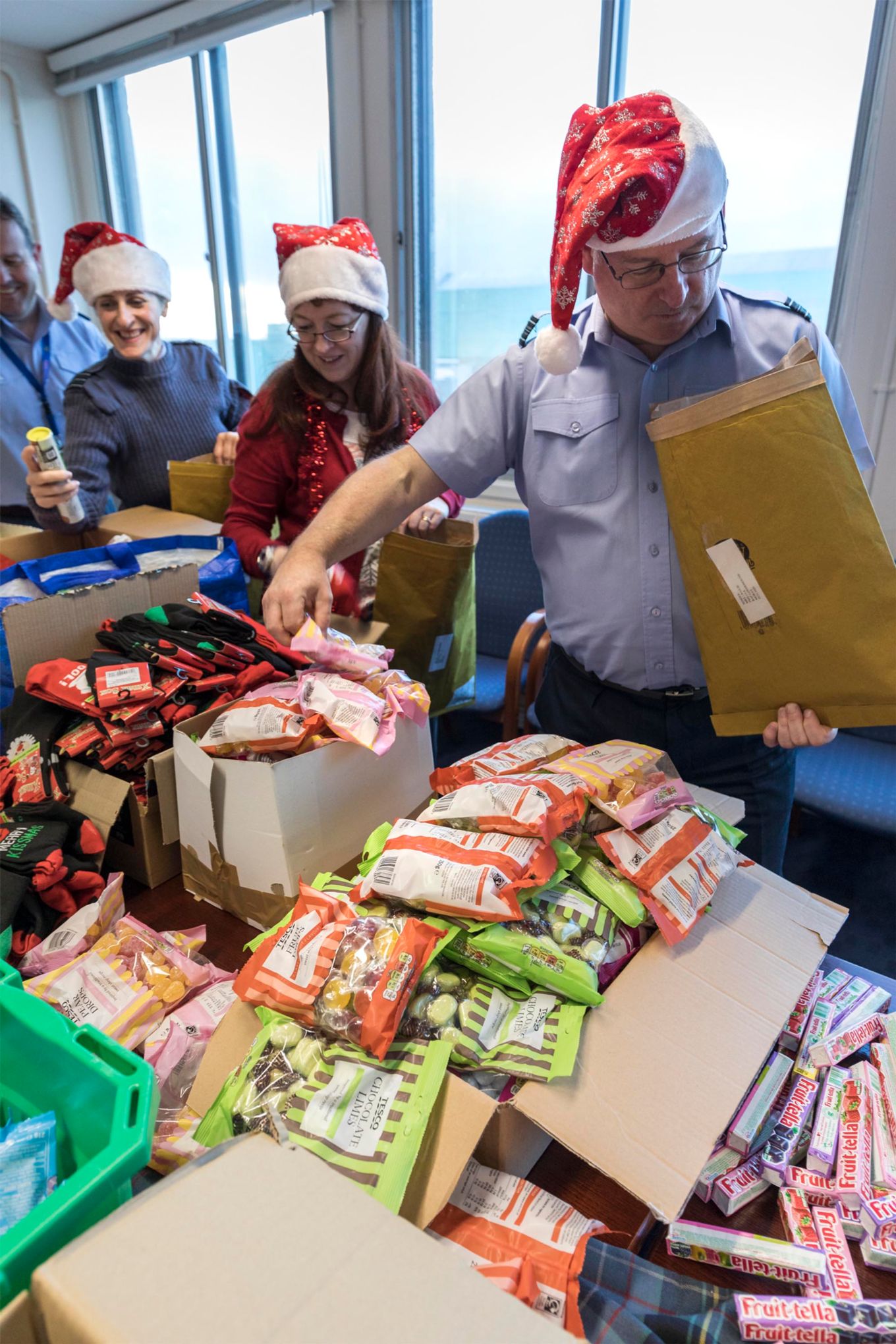 RAF personnel pack Christmas gifts