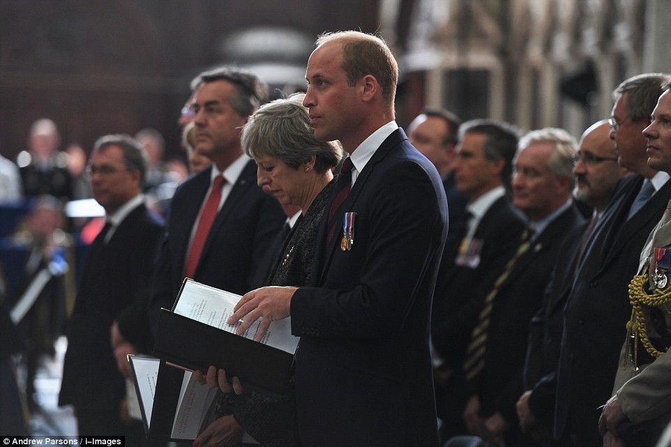 HRH Prince of Wales and The Right Honourable Theresa May attend the service at Amiens Cathedral.