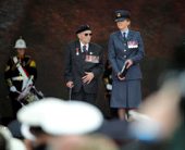 The D-Day veteran John Jenkins MBE with an RAF Officer.