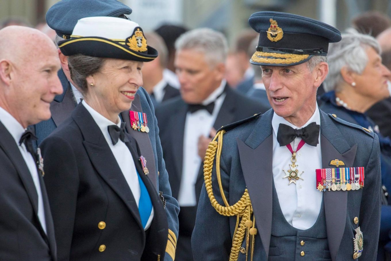 Princess Royal smiling, chats to Chief of the Air Staff