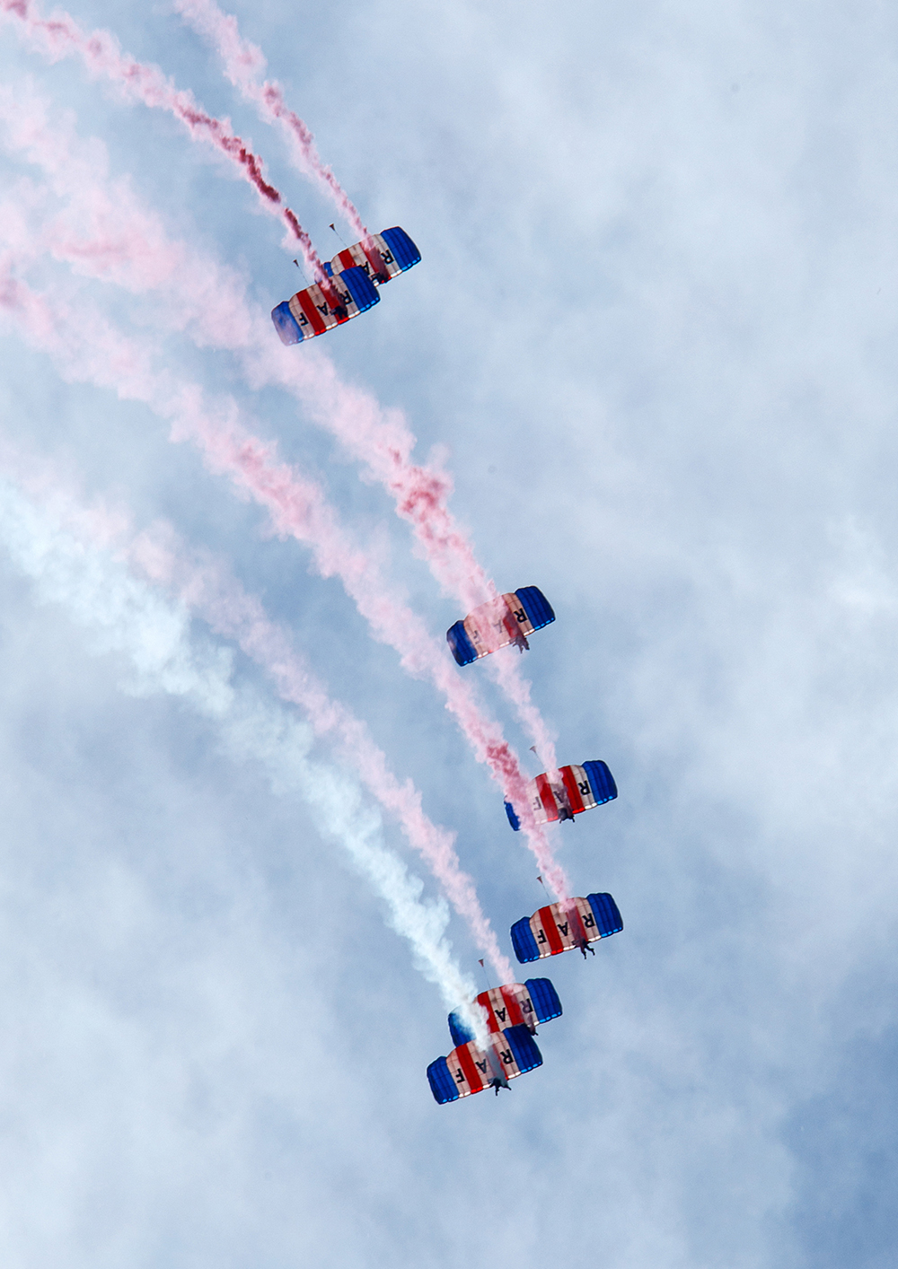 The RAF Falcons forming their 'Falcon Stack' during during their Public Display Authority display