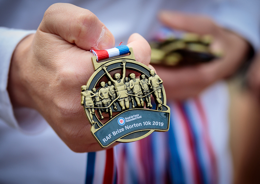 The RAF Brize Norton 10K charity airfield run medal