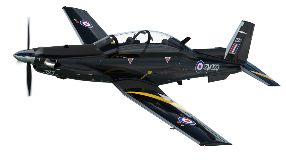 An illustration of the T-6C Texan II as it would look in flight.