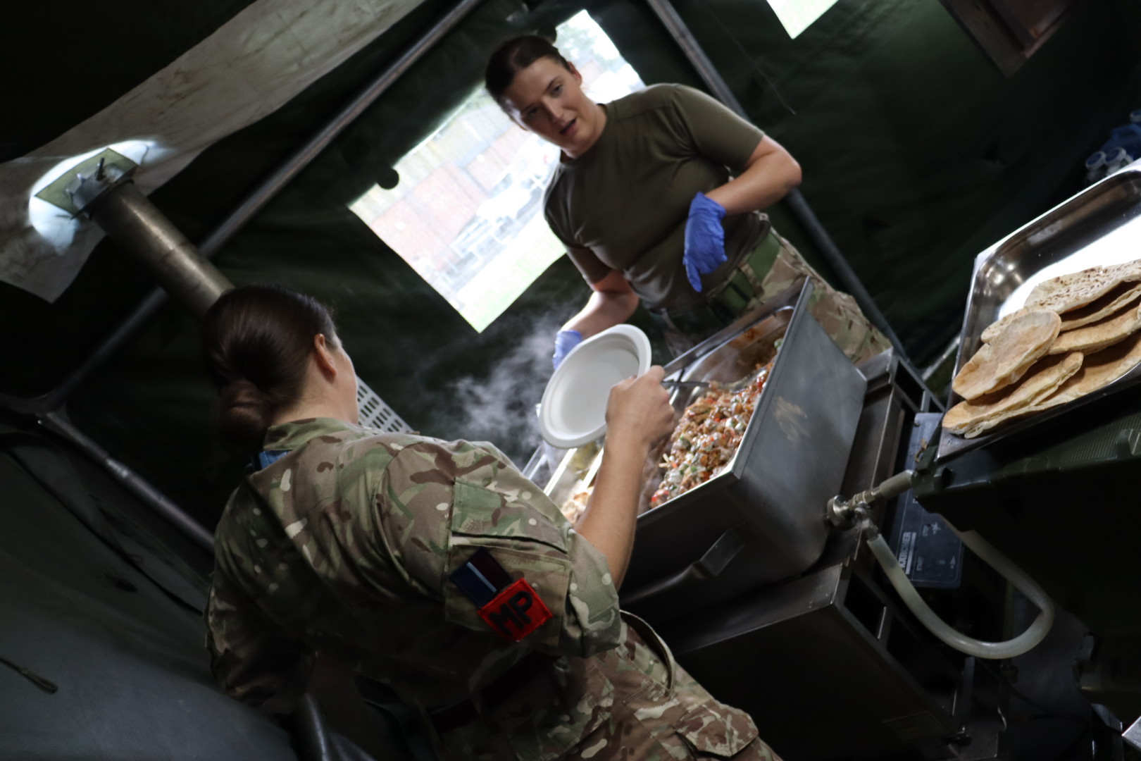 RAF chefs preparing lunch in the field kitchen