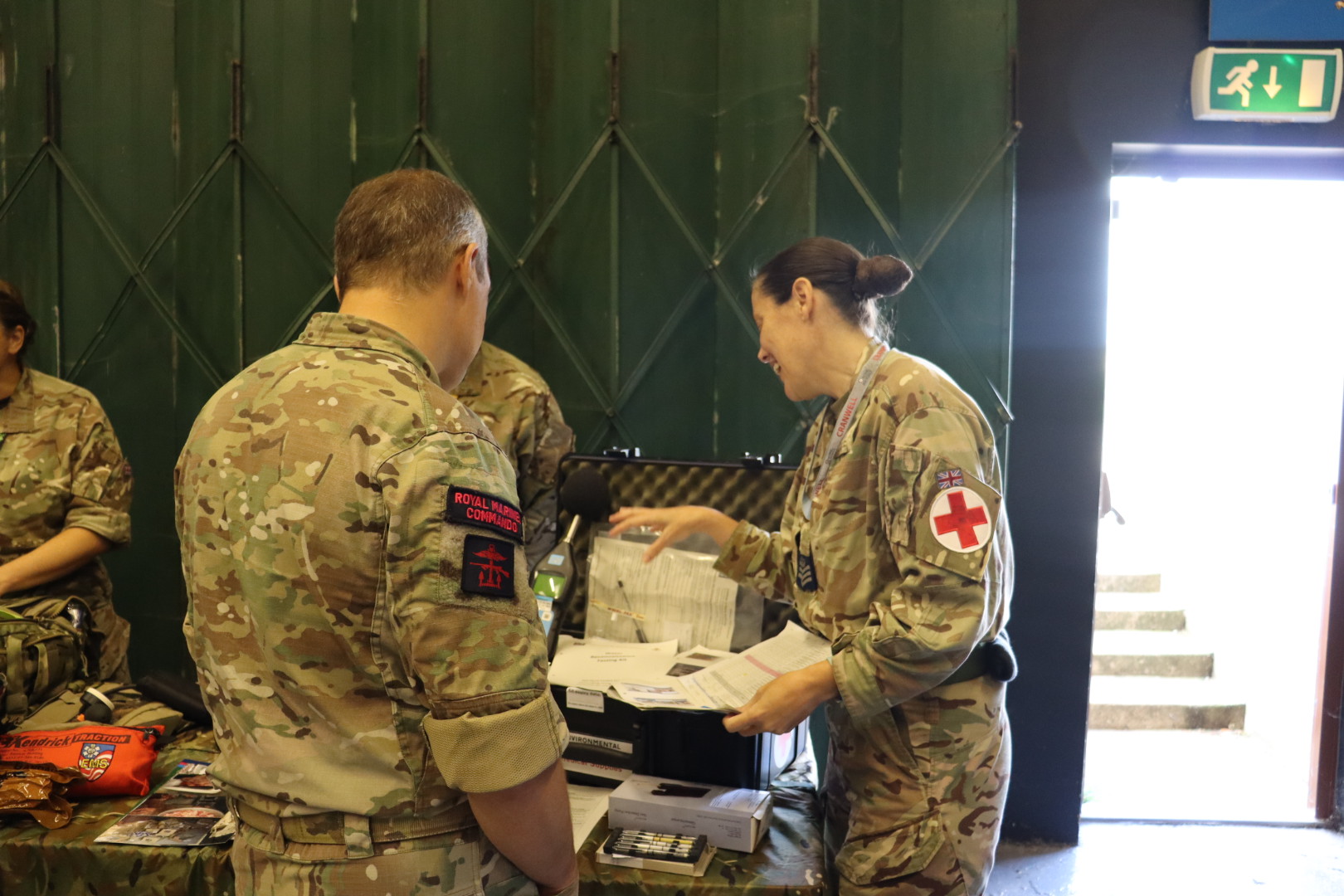 RAF medic showing the kit used on deployment