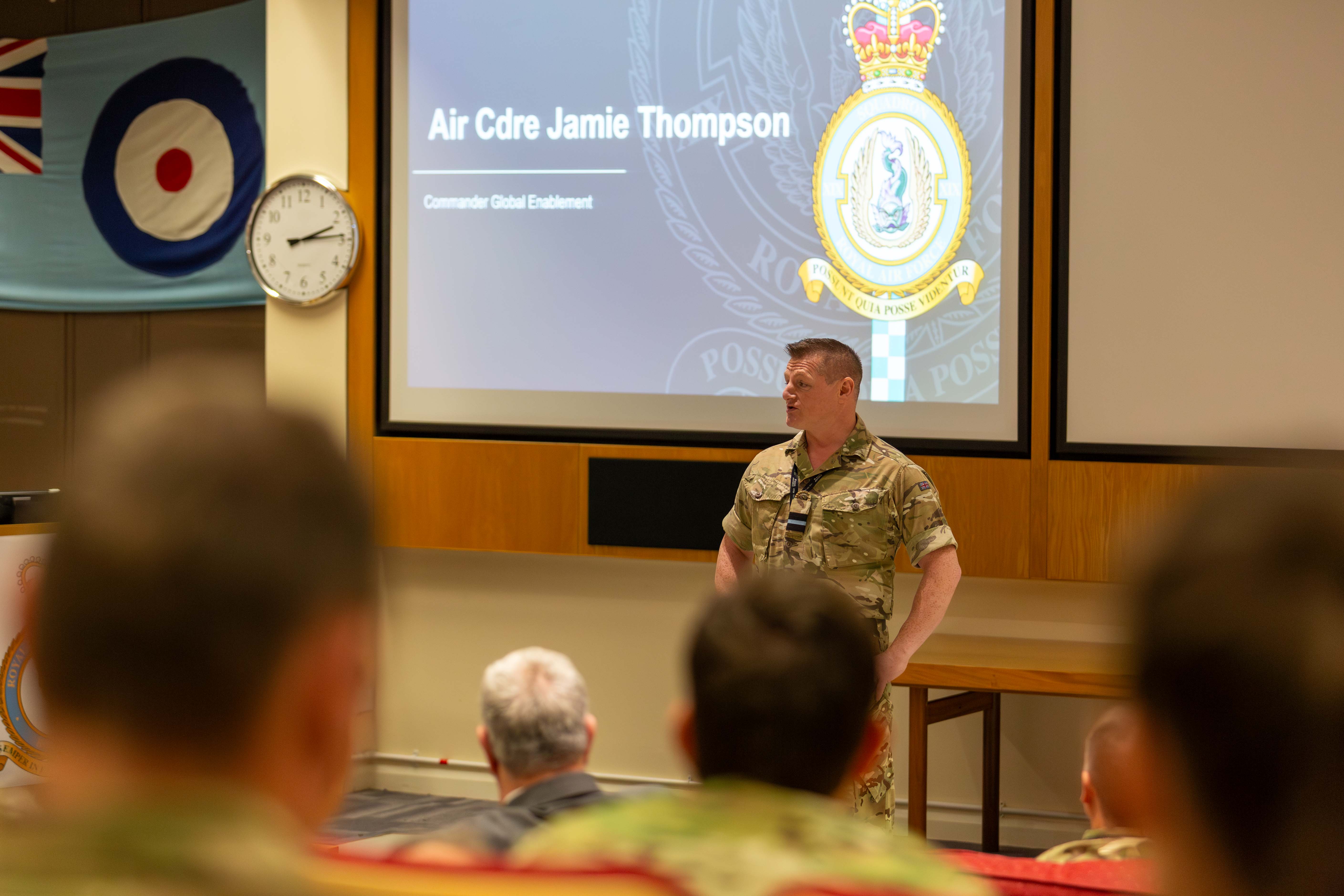 Air Commodore Jamie Thompson talks to the symposium