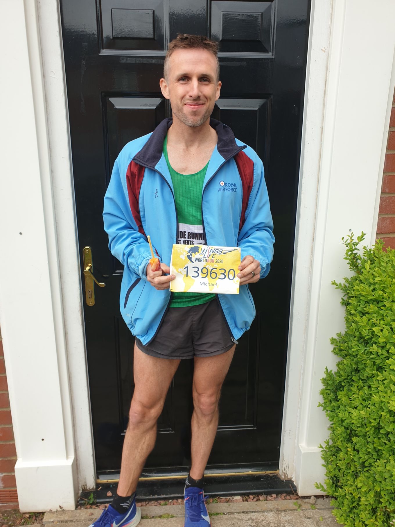 FS Taylor pictured with his race number after running 43.4 miles