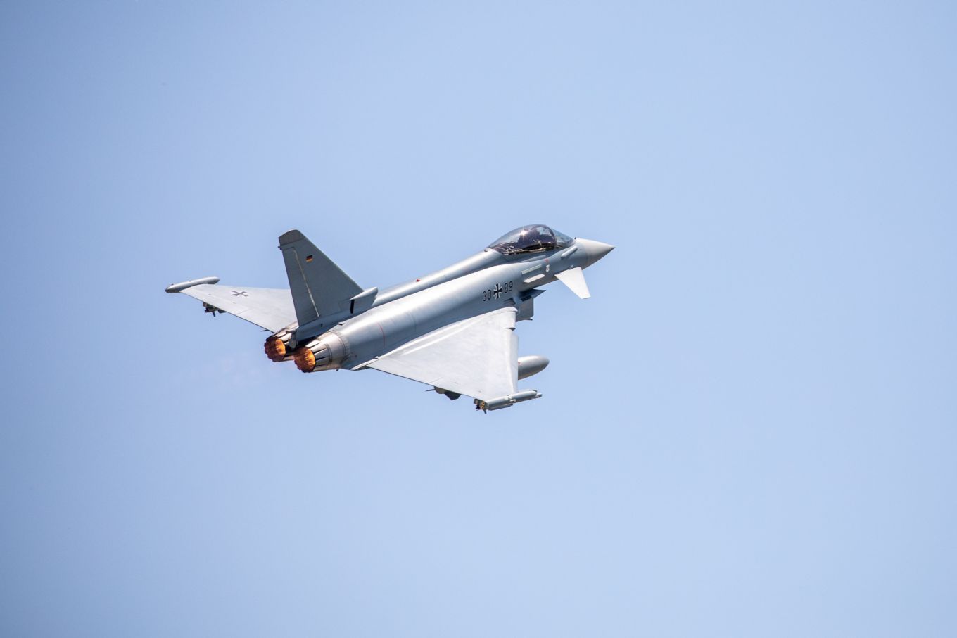 Image shows German Eurofighter flying.