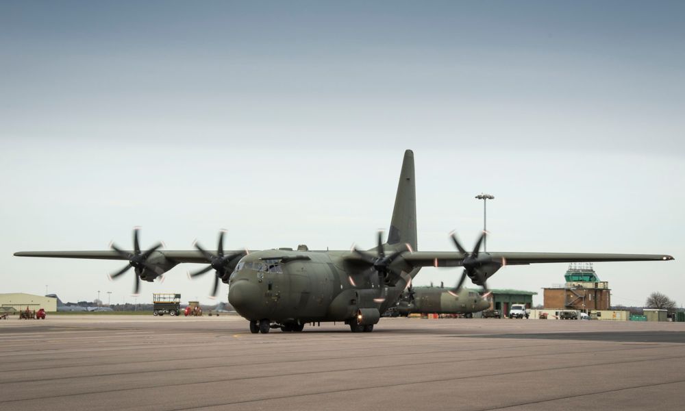 The last 1312 Flight C-130J Hercules returns from the Falkland Islands