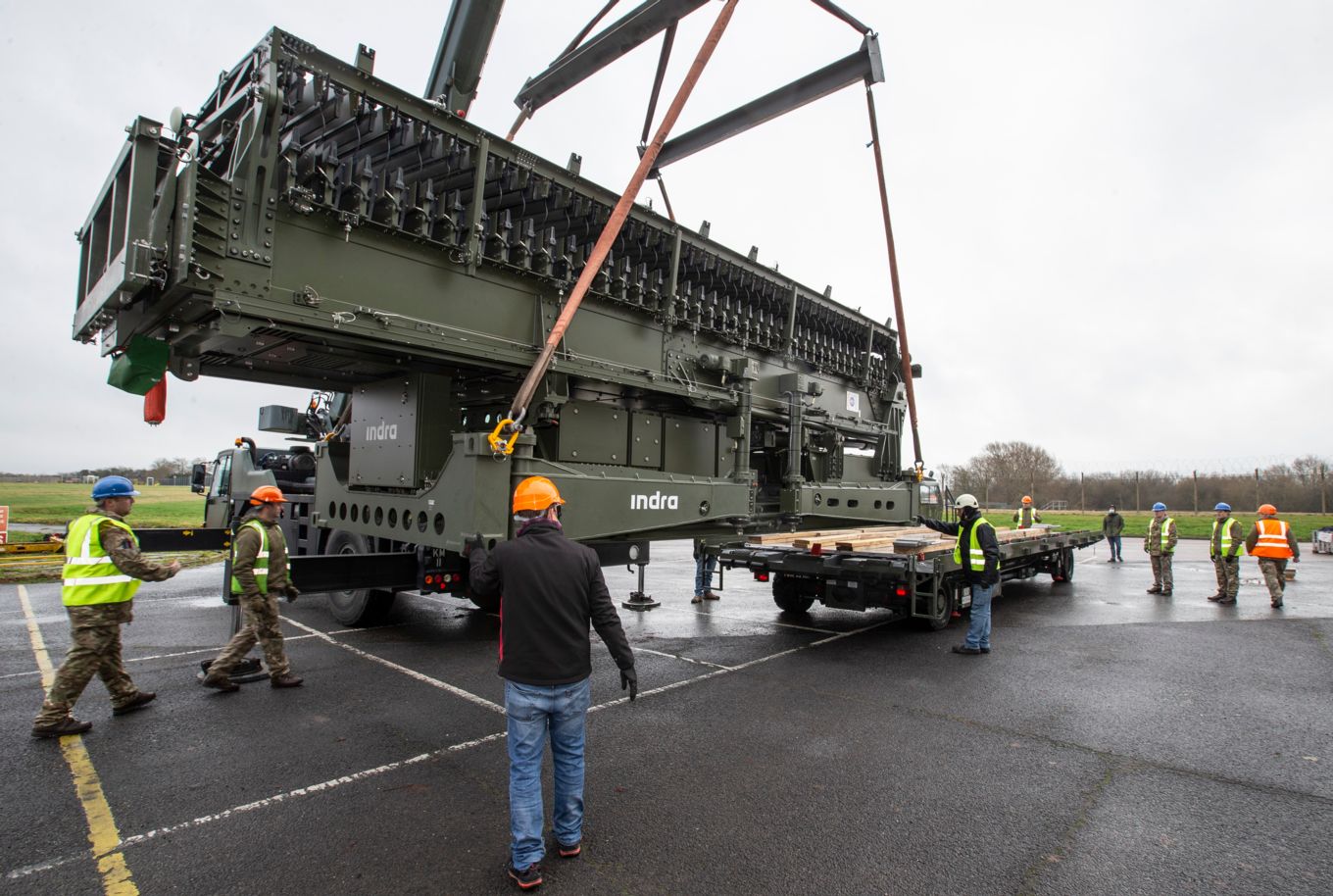 deployable radar being moved by RAF personnel