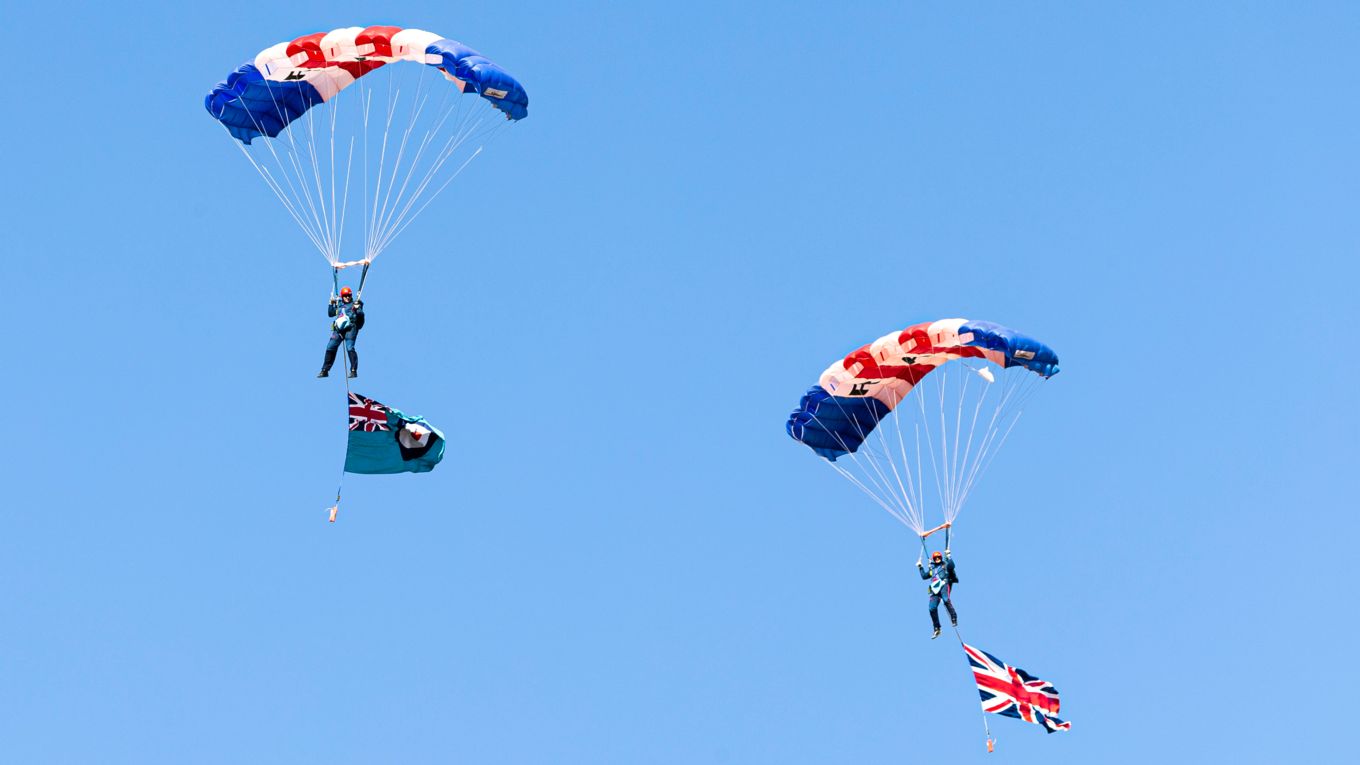 Members of the RAF Falcons conduct training with the Ensign Lowering Systems ready for the 2021 display season