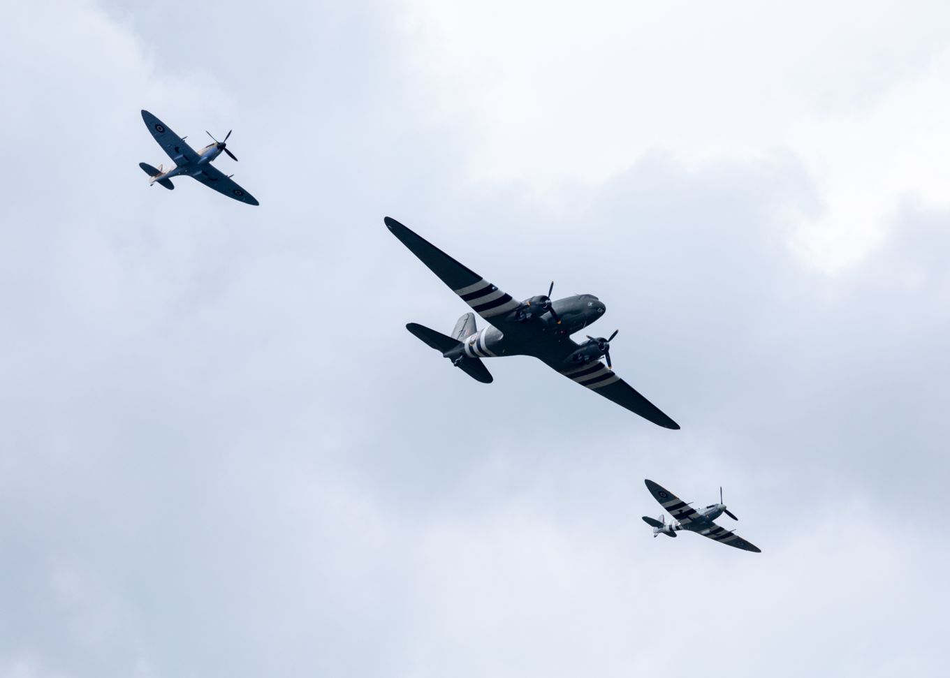 Battle of Britain Memorial Flight practice their display in the skies over RAF Honington